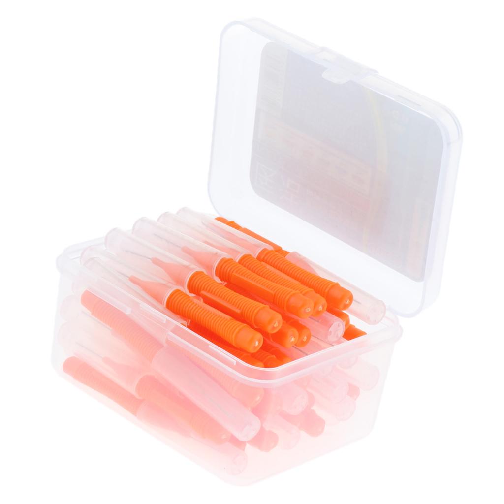 40 Pieces/ Box Dental Interdental Brush Tooth Pick Flosser Toothpick Sticks  Orange 0.6mm