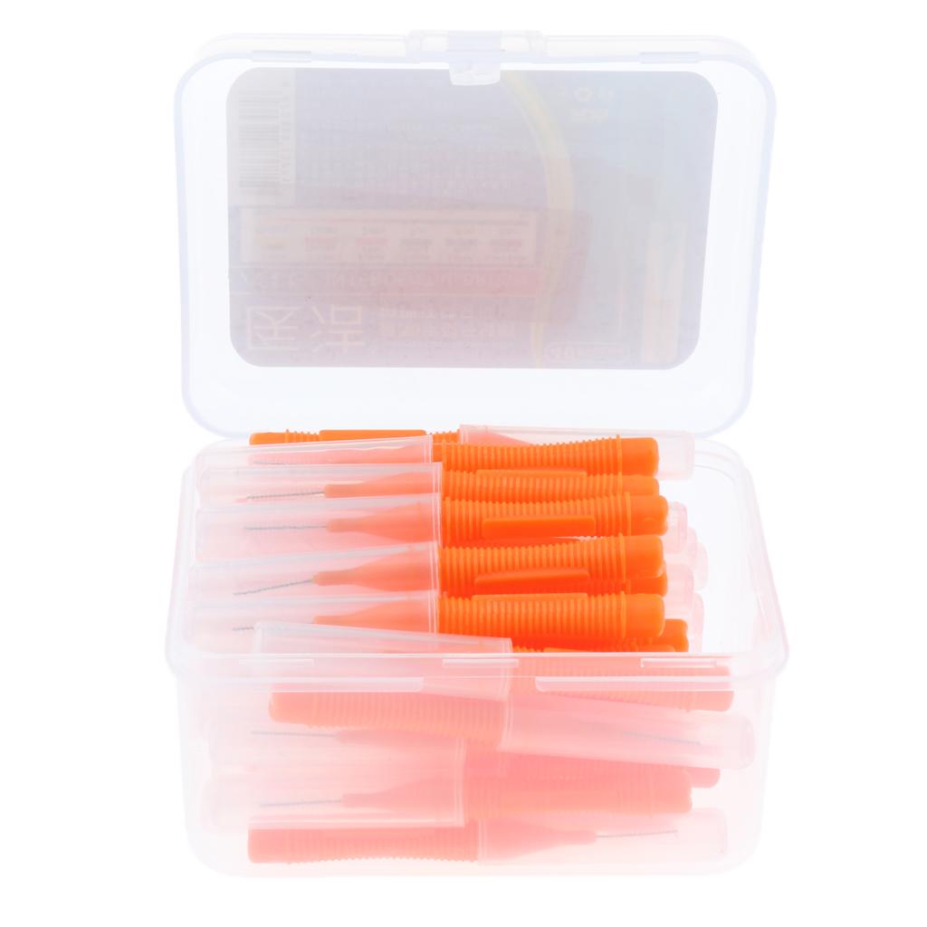 40 Pieces/ Box Dental Interdental Brush Tooth Pick Flosser Toothpick Sticks  Orange 0.6mm