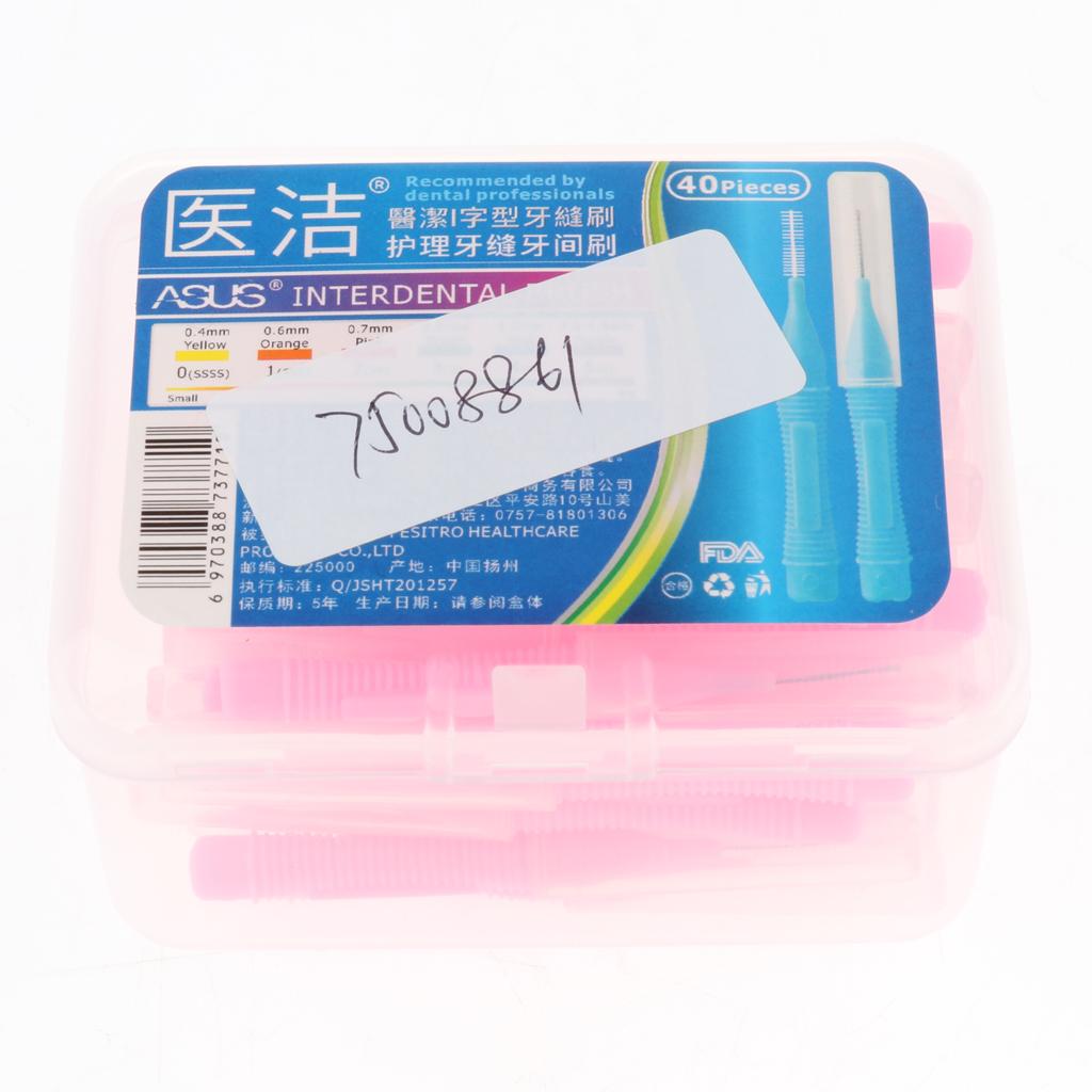 40 Pieces/ Box Dental Interdental Brush Tooth Pick Flosser Toothpick Sticks  Pink 0.7mm