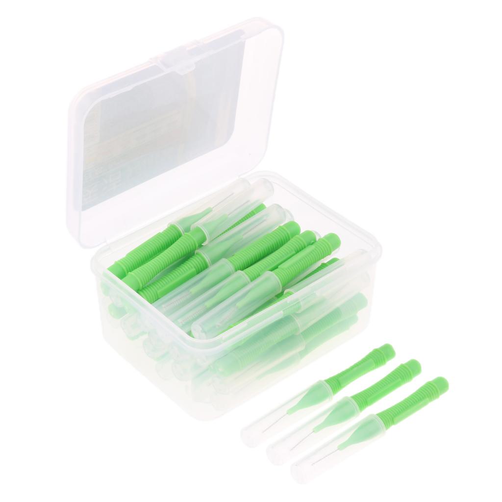 40 Pieces/ Box Dental Interdental Brush Tooth Pick Flosser Toothpick Sticks  Green 0.8mm