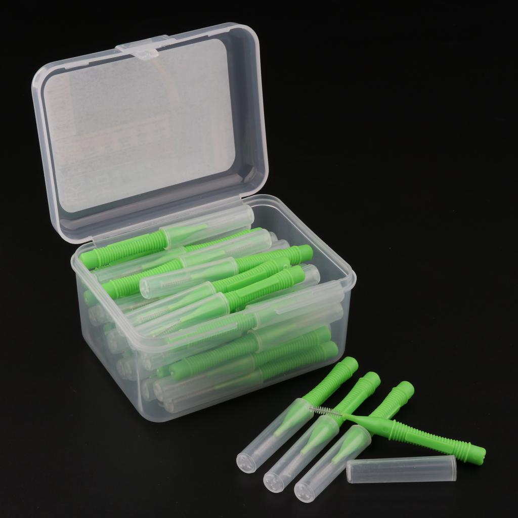 40 Pieces/ Box Dental Interdental Brush Tooth Pick Flosser Toothpick Sticks  Green 0.8mm