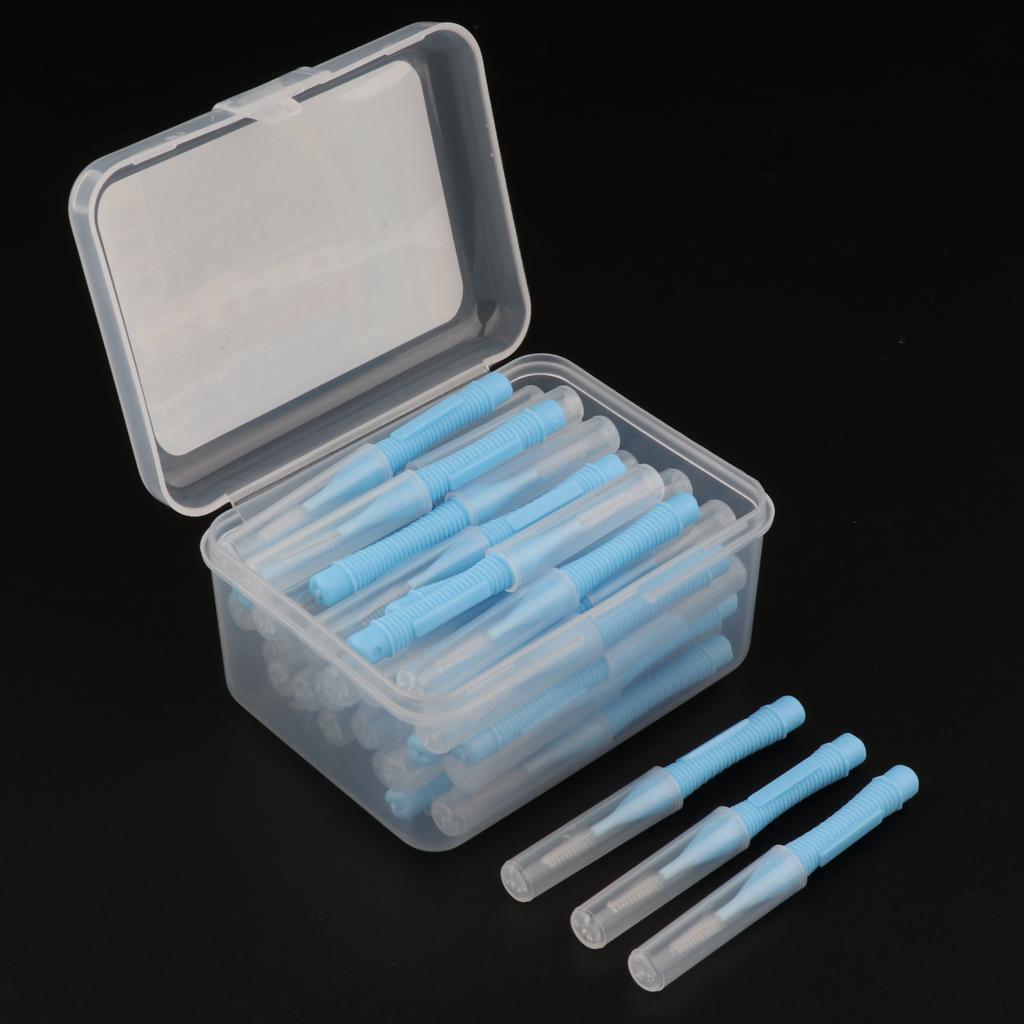 40 Pieces/ Box Dental Interdental Brush Tooth Pick Flosser Toothpick Sticks  Blue 1mm