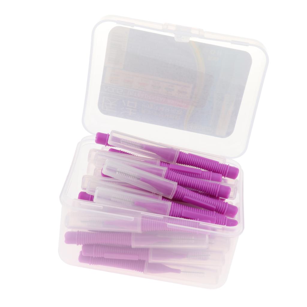 40 Pieces/ Box Dental Interdental Brush Tooth Pick Flosser Toothpick Sticks  Purple 1.5mm