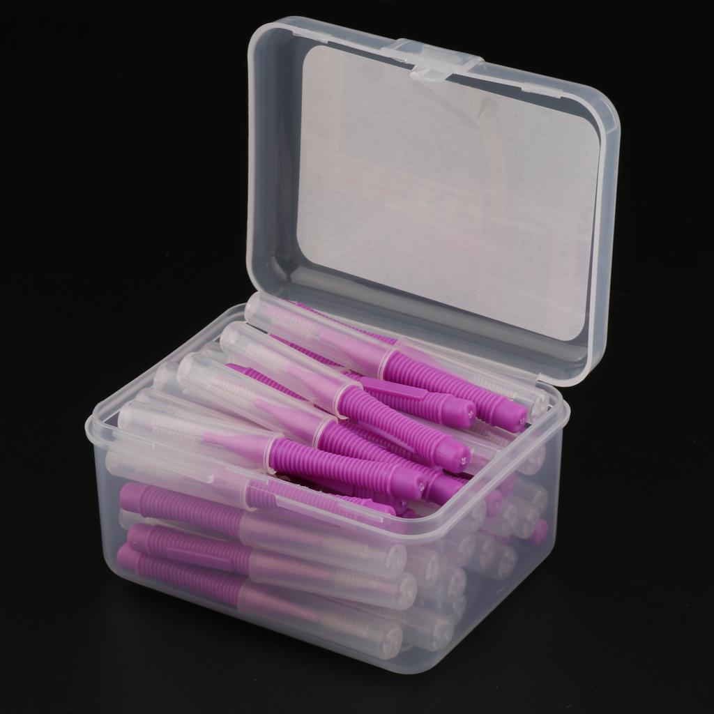 40 Pieces/ Box Dental Interdental Brush Tooth Pick Flosser Toothpick Sticks  Purple 1.5mm