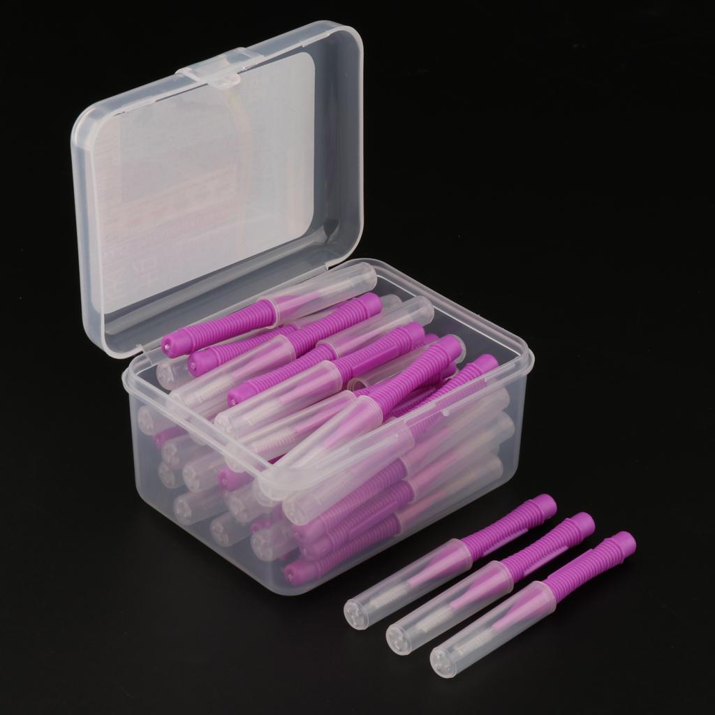 40 Pieces/ Box Dental Interdental Brush Tooth Pick Flosser Toothpick Sticks  Purple 1.5mm