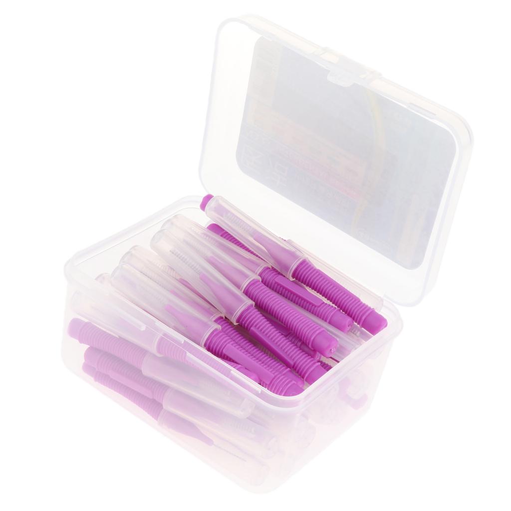 40 Pieces/ Box Dental Interdental Brush Tooth Pick Flosser Toothpick Sticks  Purple 1.5mm