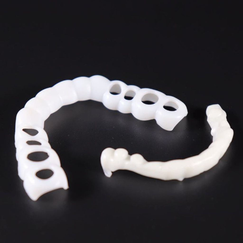 Silicone Upper/Lower False Teeth Dental Veneers Dentures Fake Tooth Upper