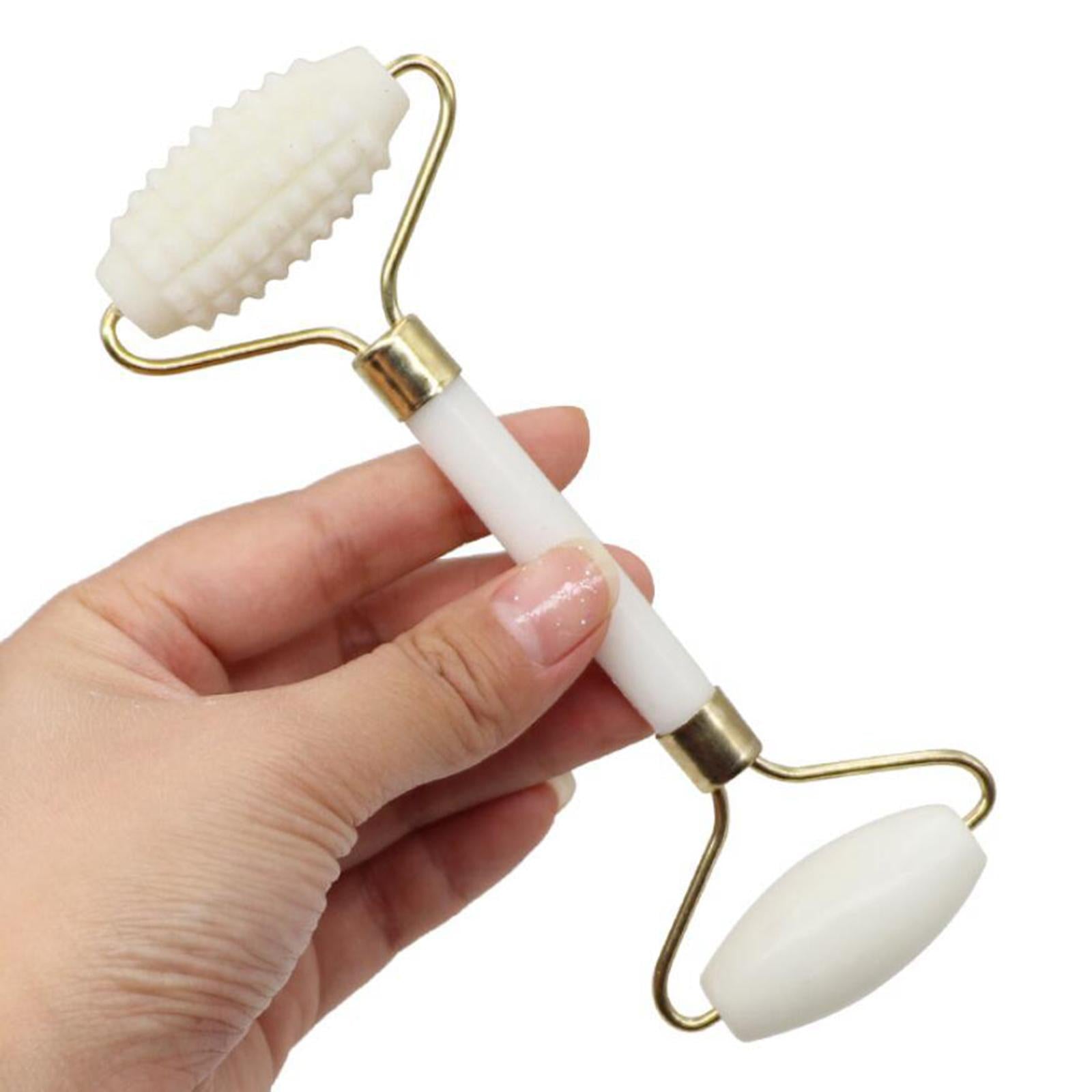 Double Heads Jade Face Roller Gua Sha Tool Set for Skin Lift  Green