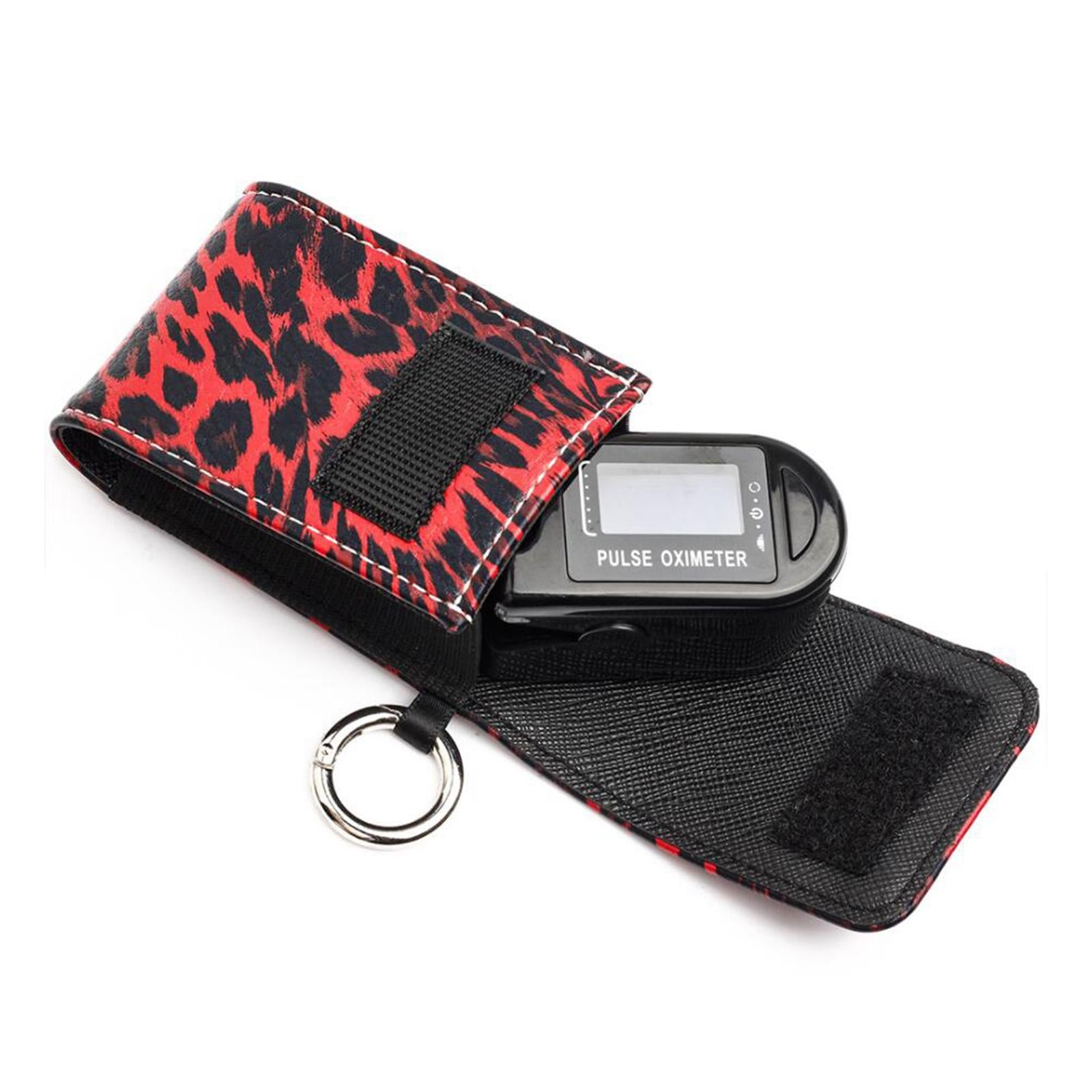 Anti-Shock Fingertip Oximeter Storage Bag Protective Case Pouch Black+Red