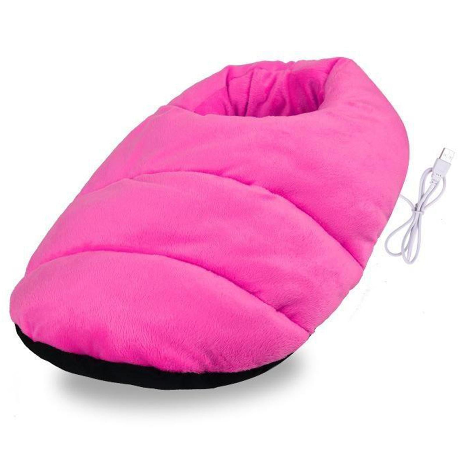 USB Heated Foot Warmer Winter Warm Electric Slipper Feet Warmer Rose Red