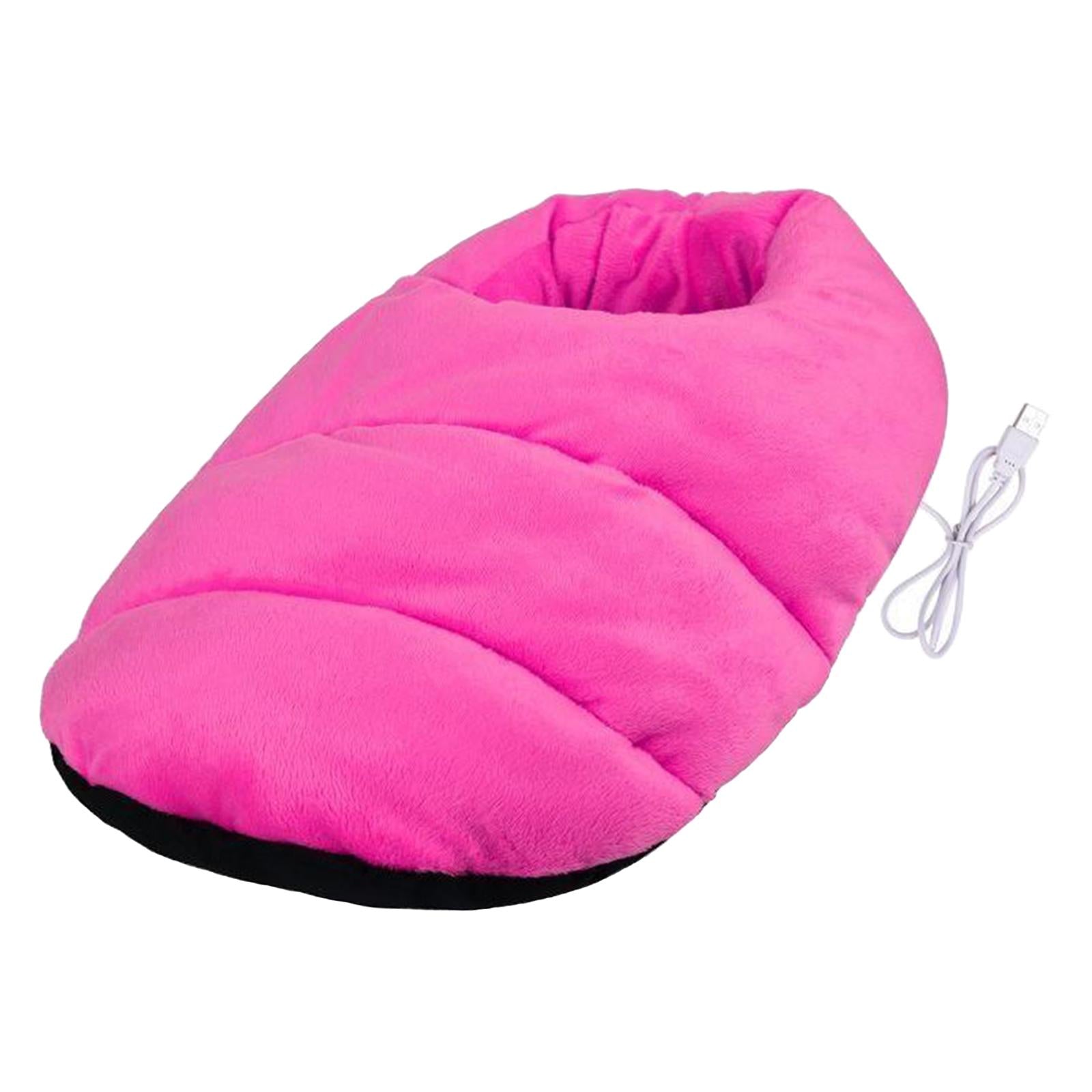 USB Heated Foot Warmer Winter Warm Electric Slipper Feet Warmer Rose Red