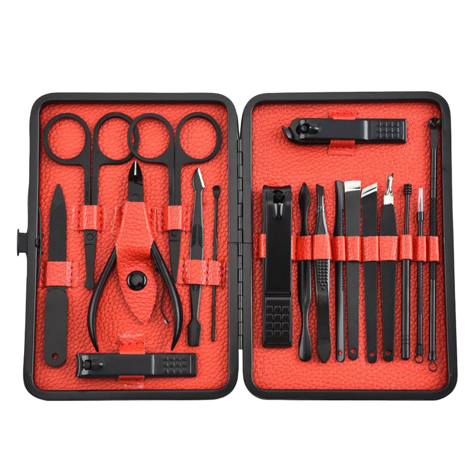 18Pieces Portable Manicure Stainless Steel Nail Scissors Grooming Tool Set