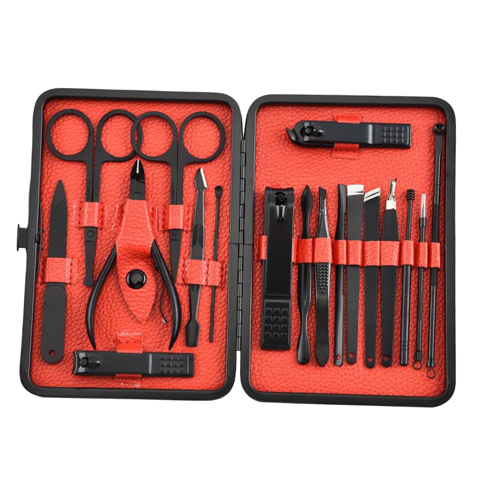 18Pieces Portable Manicure Stainless Steel Nail Scissors Grooming Tool Set