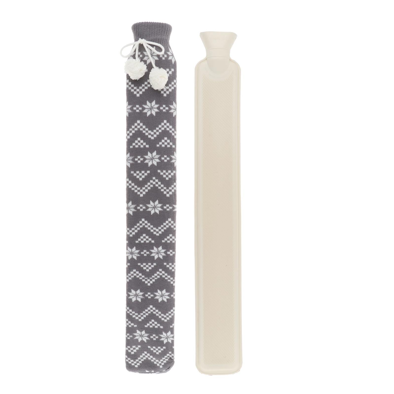 Hot Water Bottle 2L w/ Elegant Coat Secure Screw Top Warms Back Gray