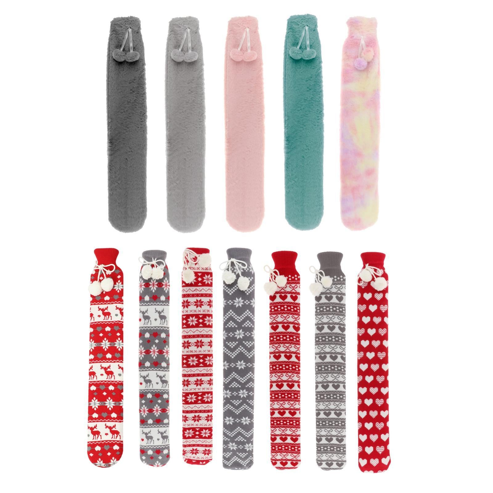 Hot Water Bottle 2L w/ Elegant Coat Secure Screw Top Warms Back Gray