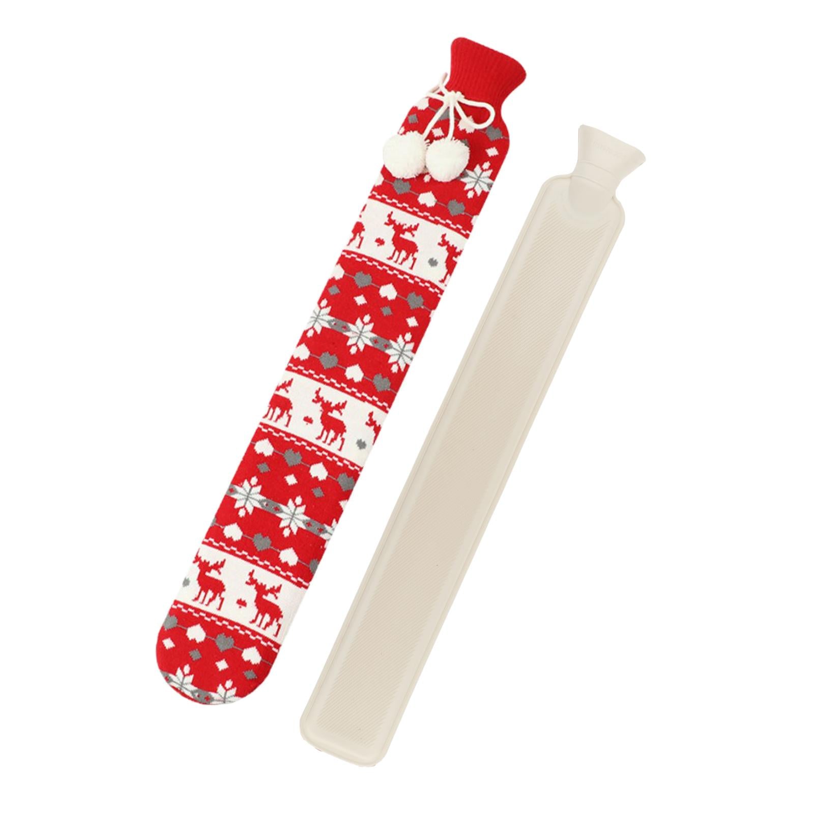 Hot Water Bottle 2L w/ Elegant Coat Secure Screw Top Warms Back Red2