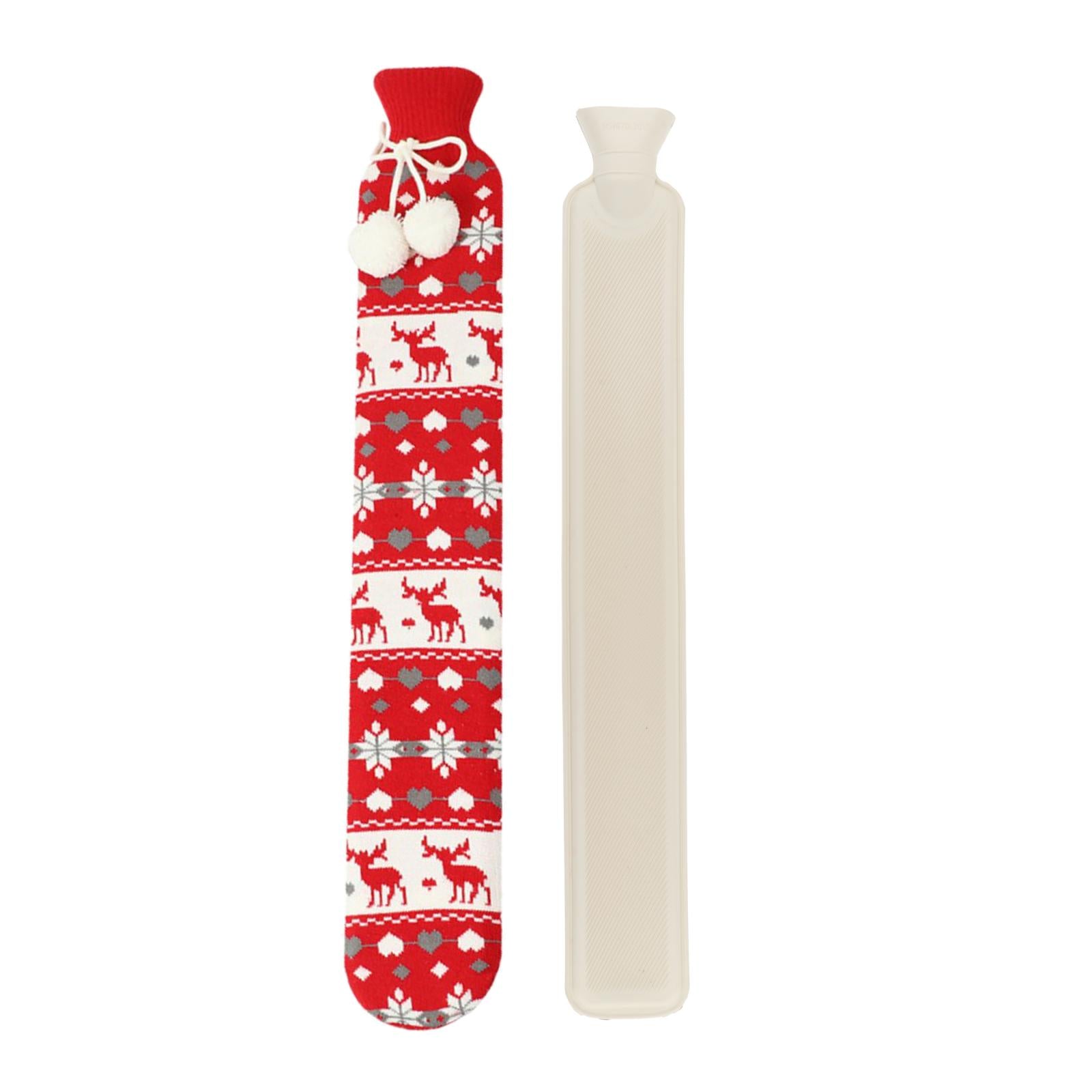 Hot Water Bottle 2L w/ Elegant Coat Secure Screw Top Warms Back Red2