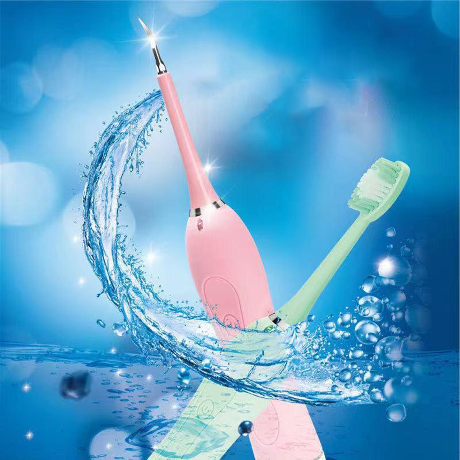 Electric Ultrasonic Tooth Cleaner Waterproof Oral Clean with 5 Modes Green