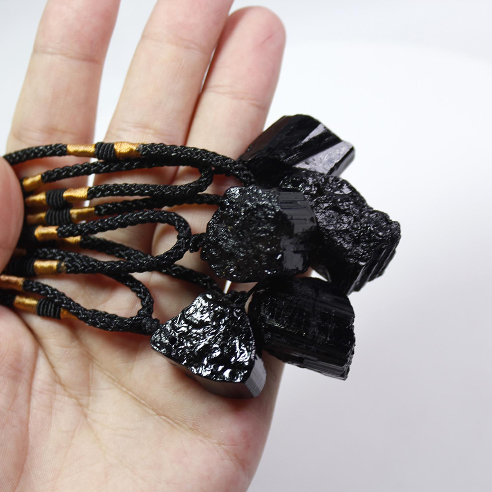 Black Tourmaline Flat Reiki Raw Stones Wand Energy Crystal Specimens Pendant