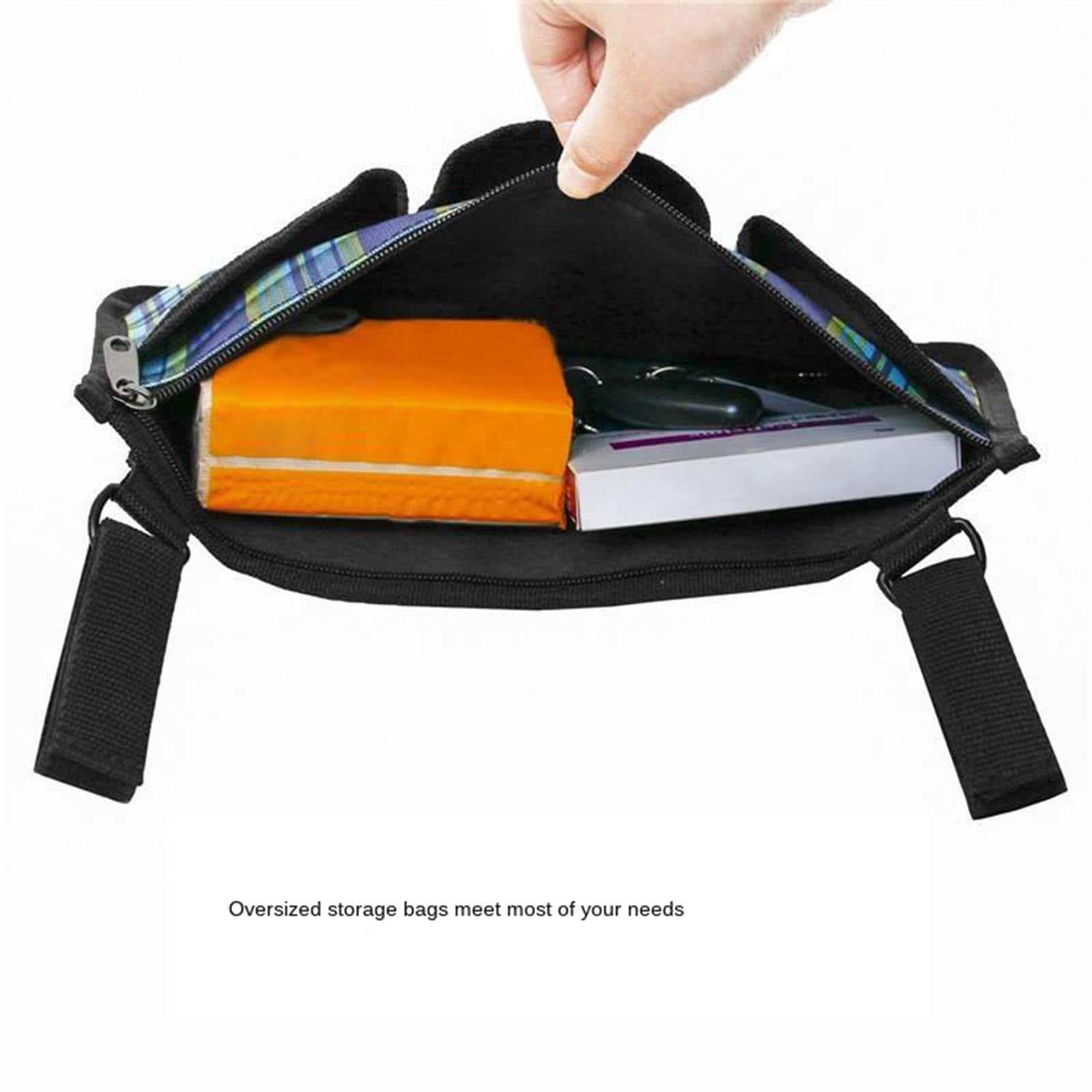 Armrest Walker Bag Wheelchair Rollator Organizer Pouch  Blue plaid
