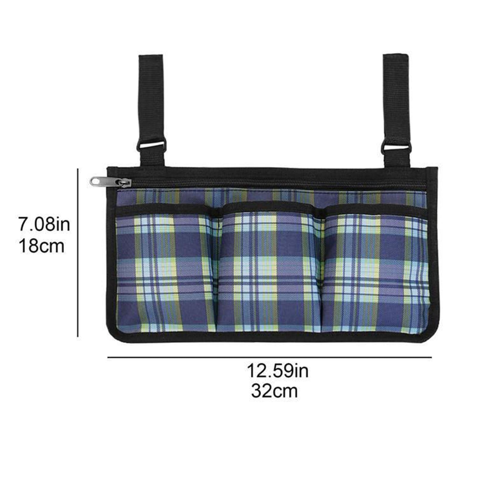 Armrest Walker Bag Wheelchair Rollator Organizer Pouch  red plaid