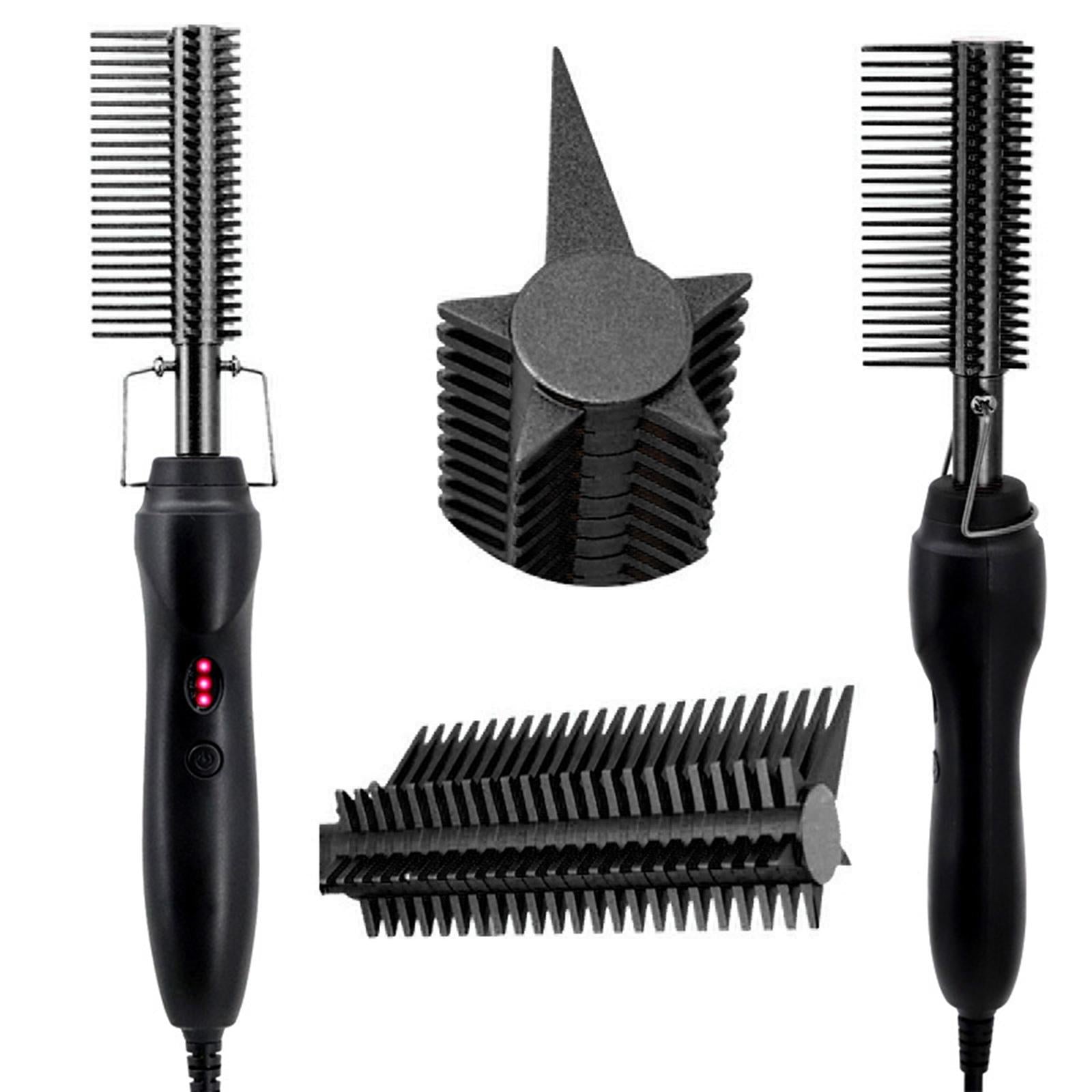 Ceramic Hot Comb Heated Hair Brush for Afro Hair Wet and Dry Hair US Black