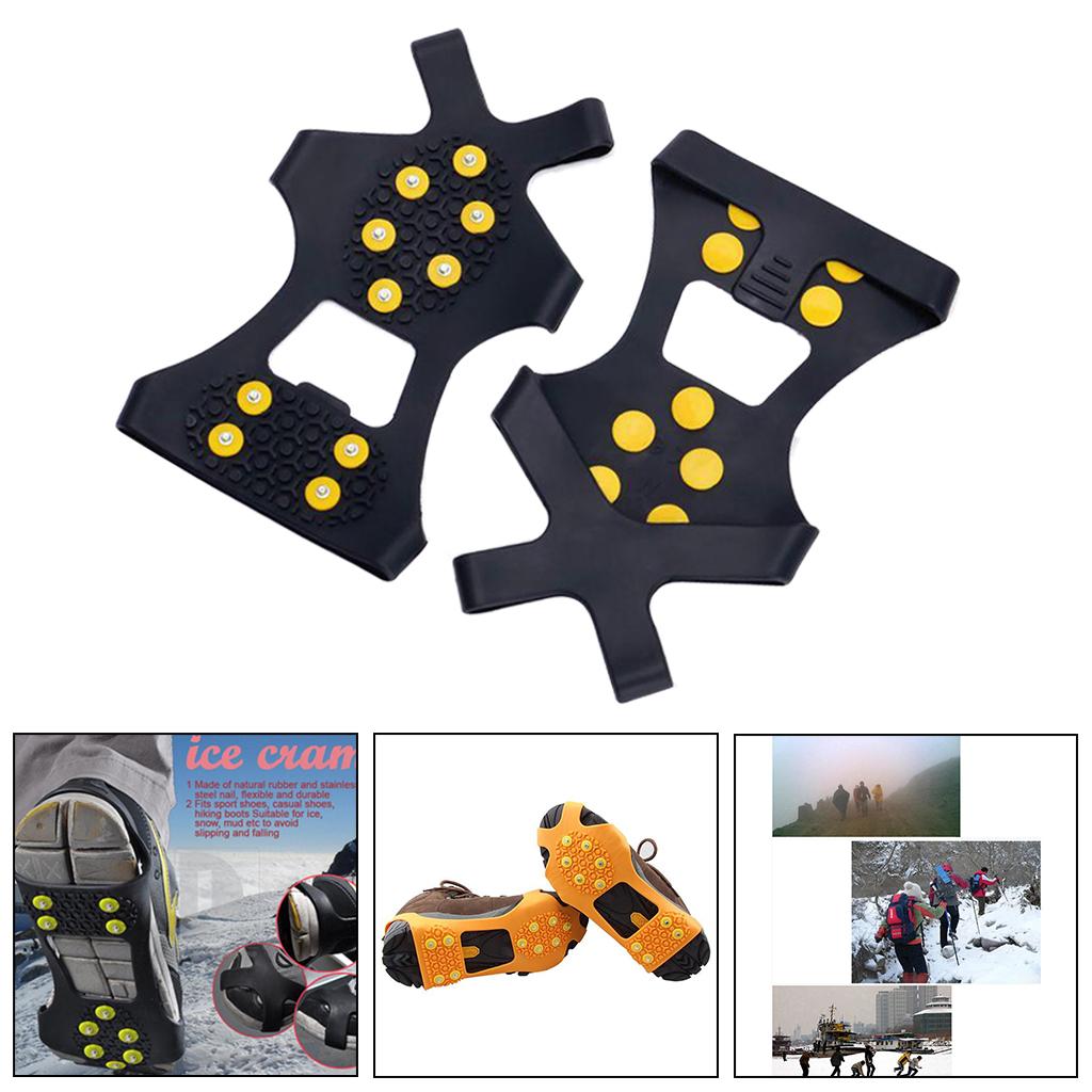 10 Tooth Antiskid Stainless Steel Ice Cleat Grippers for Hiking Fishing S