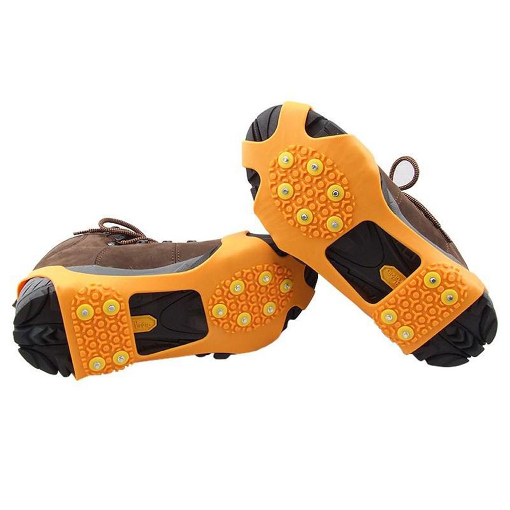 10 Tooth Antiskid Stainless Steel Ice Cleat Grippers for Hiking Fishing M