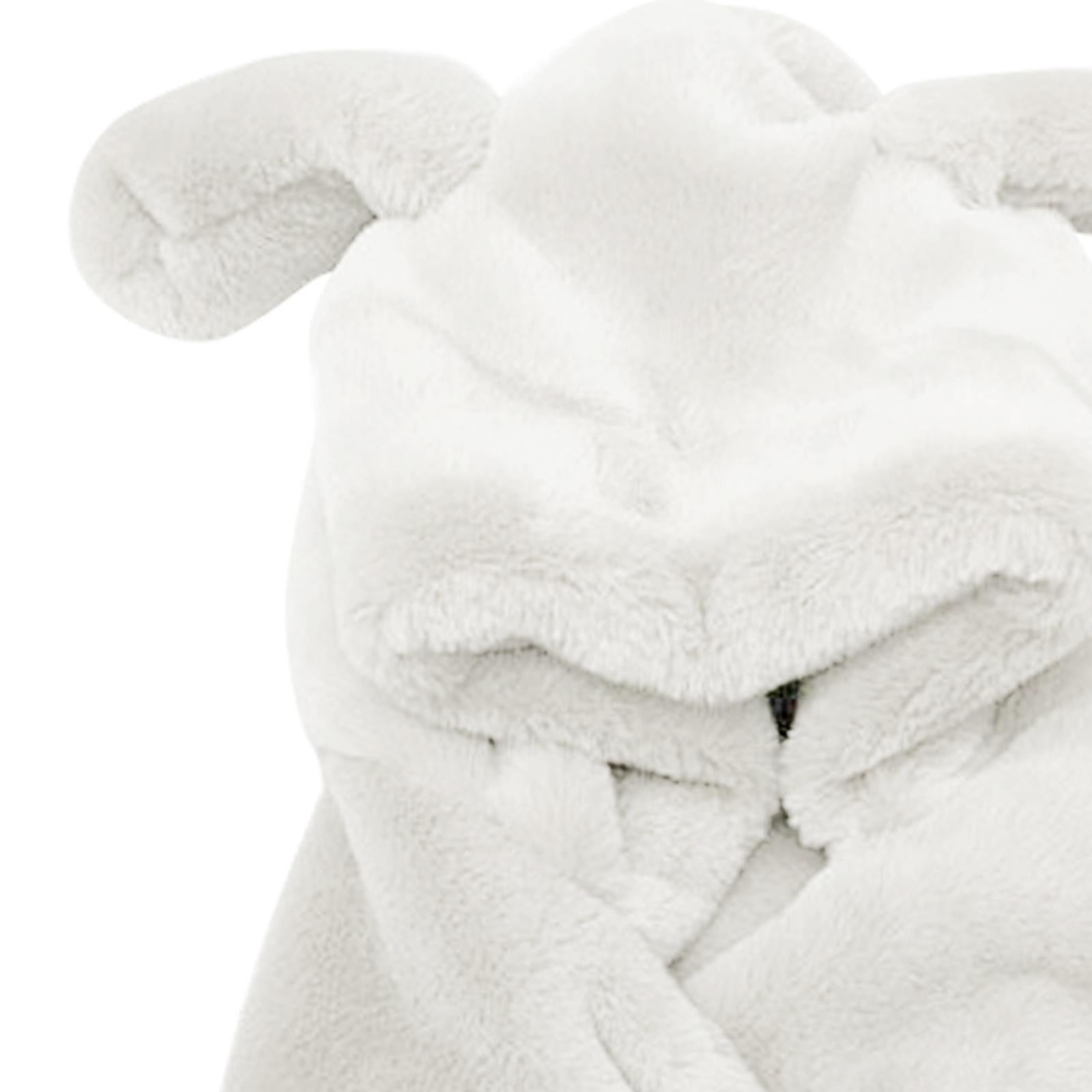 Girl Fashion Plush Hat Scarf Set Rabbit Ear Novelty Caps Hooded Scarf White