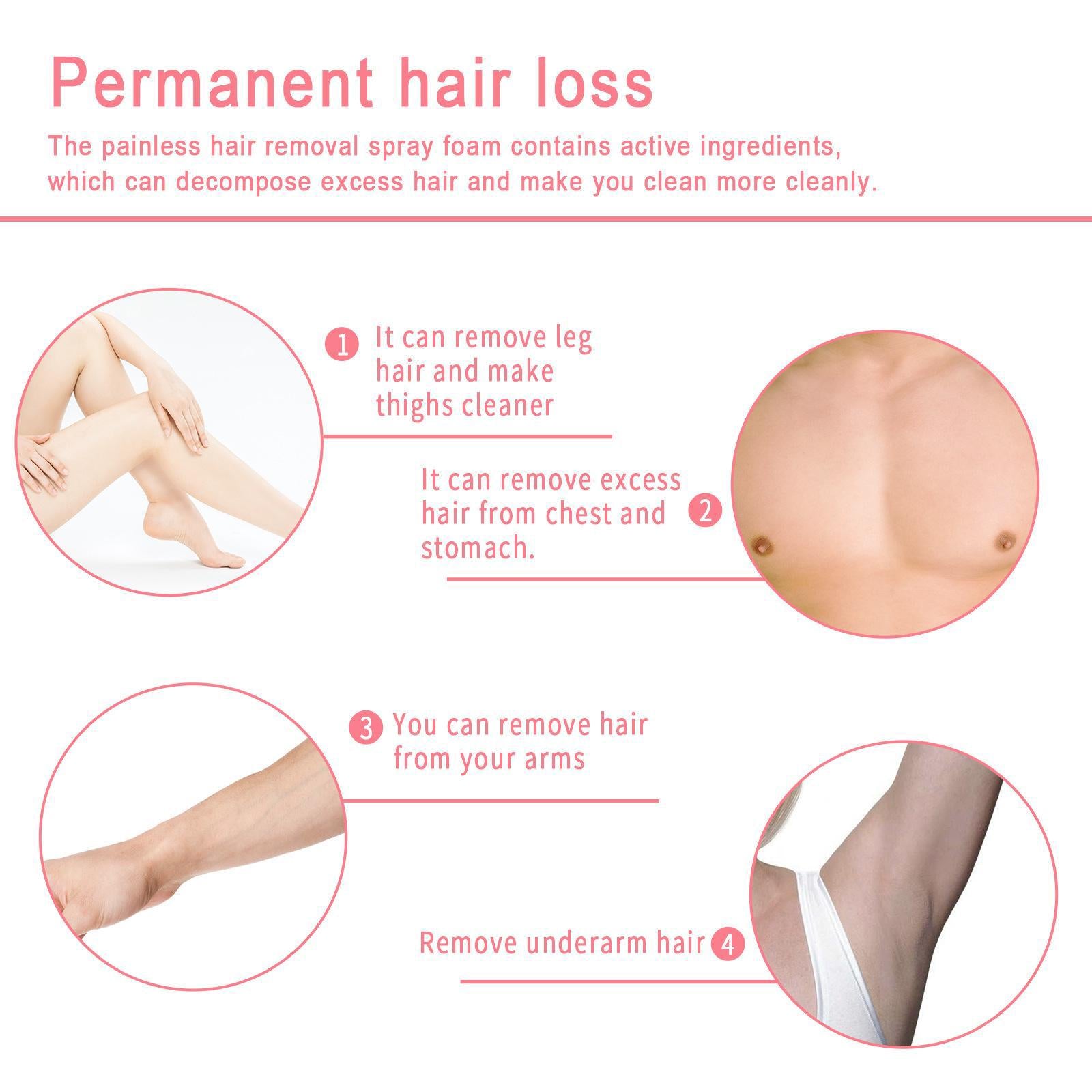 30/100ml Depilatory Painless Hair Removal Spray Mousse Smooth Skin Leg 100ml