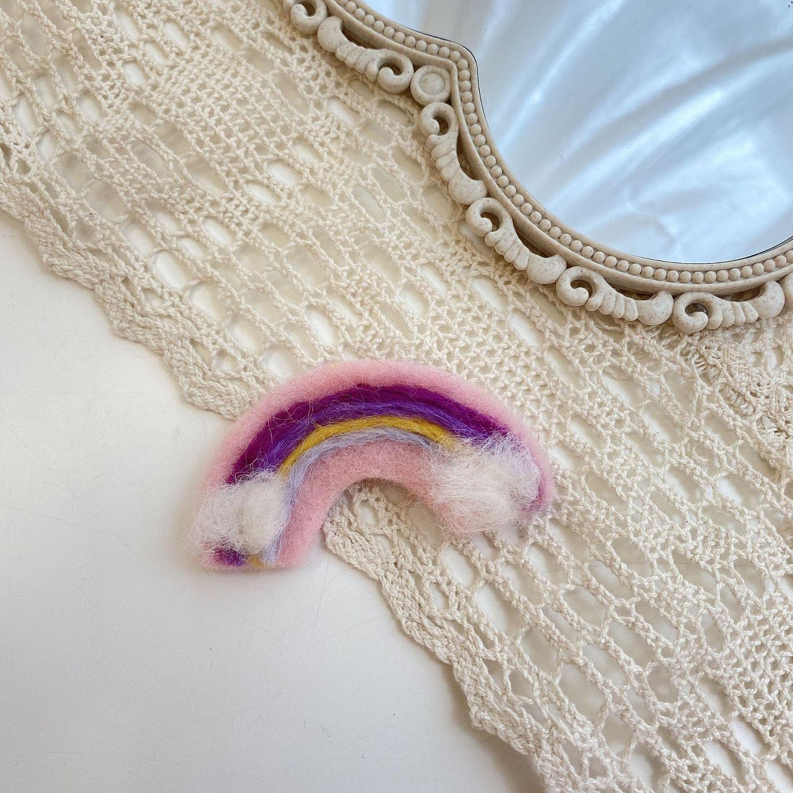 Soft Wool Felt Fashion Hairpins Pins Barrette Ties for Bangs Kid Girls Baby pink
