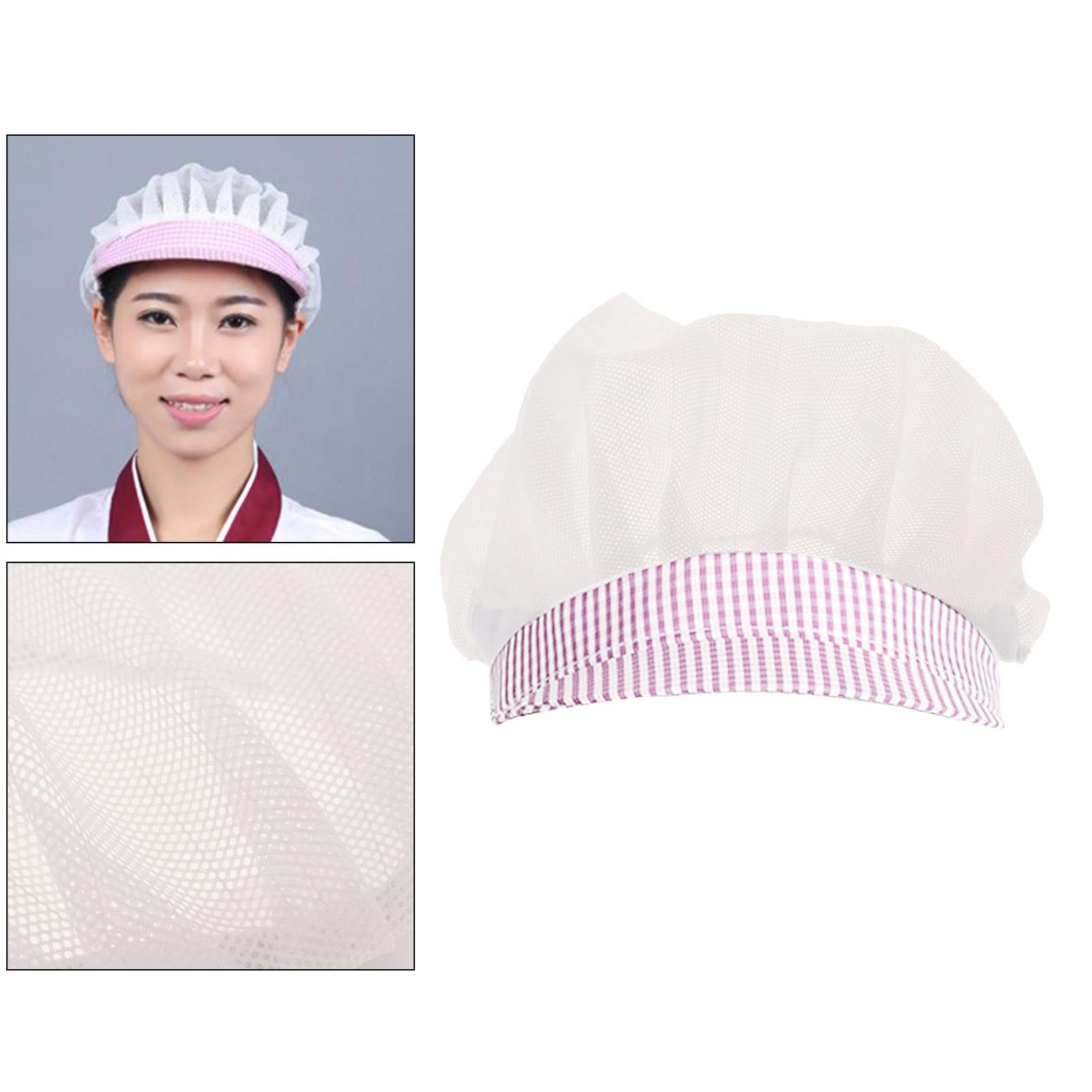 Chef Hats Hygiene Catering Hair Net Hat Kitchen Cooking Cap Pink Grid