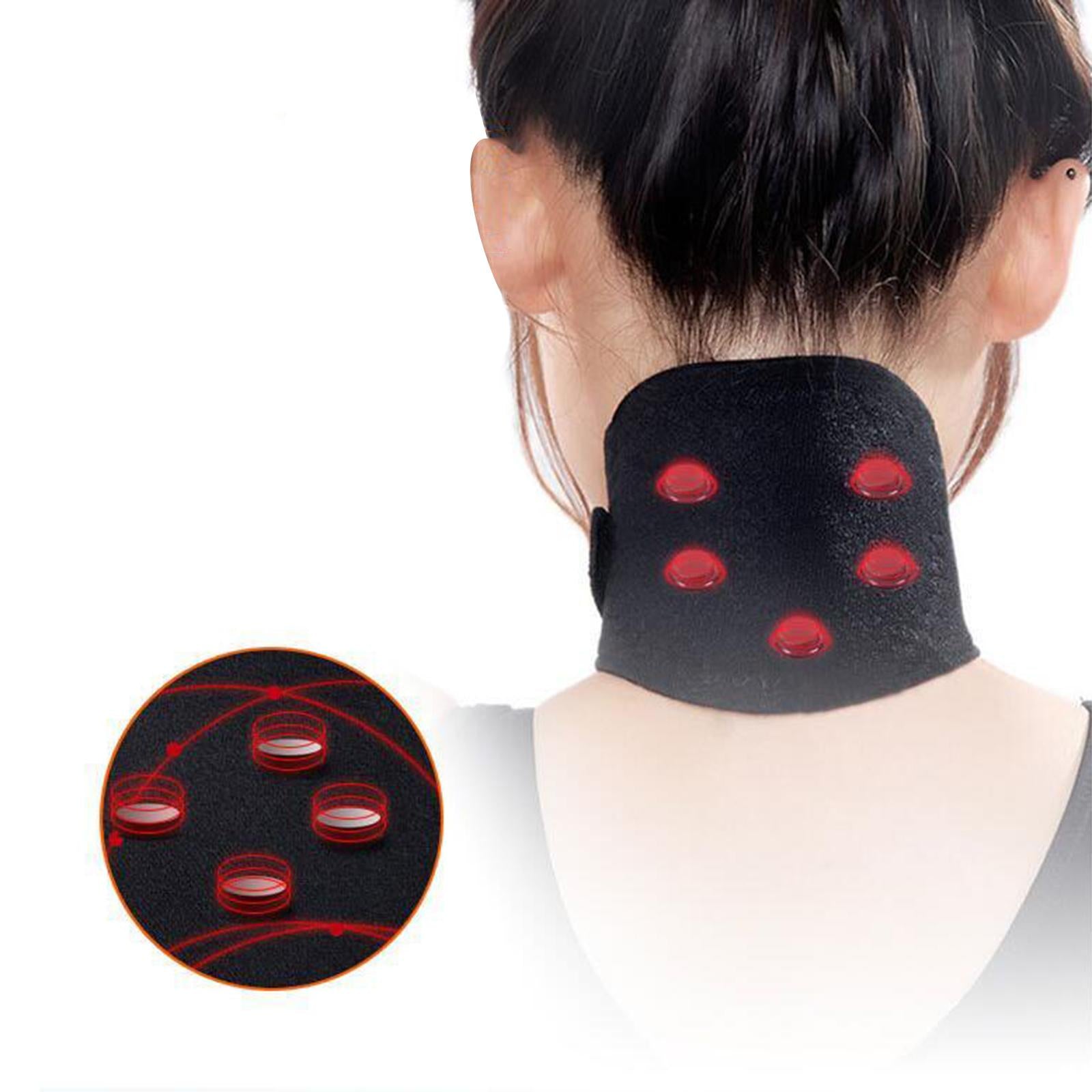 Tourmaline Portable Self Heating Neck Wrap for Pain Relief Sleep Car Travel black