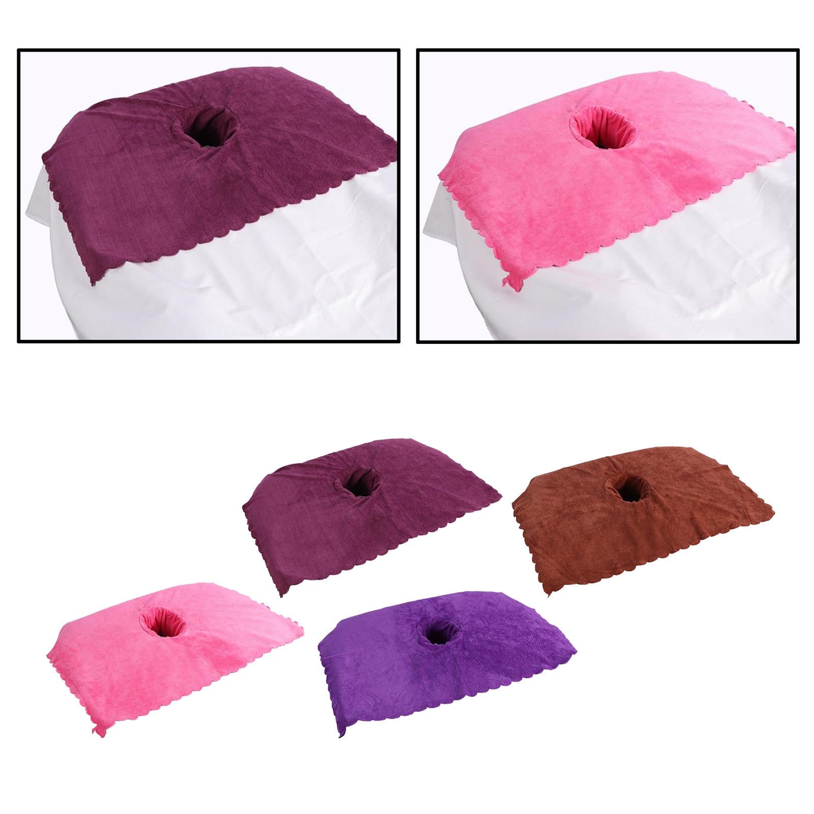 Thicken Coral Velvet Face Hole Towel Bed Cover for Beauty Salon Massage Bed Pink