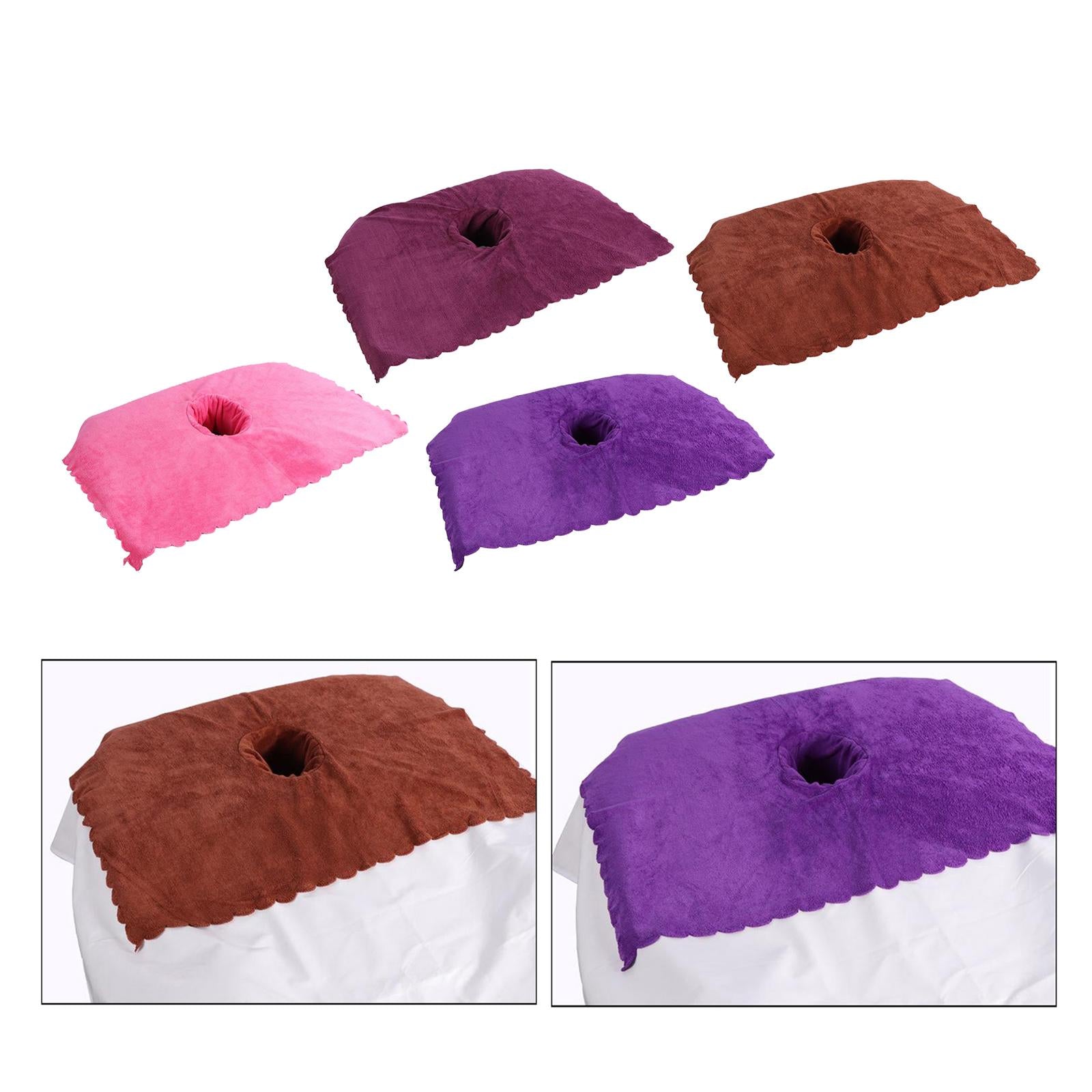 Thicken Coral Velvet Face Hole Towel Bed Cover for Beauty Salon Massage Bed Pink