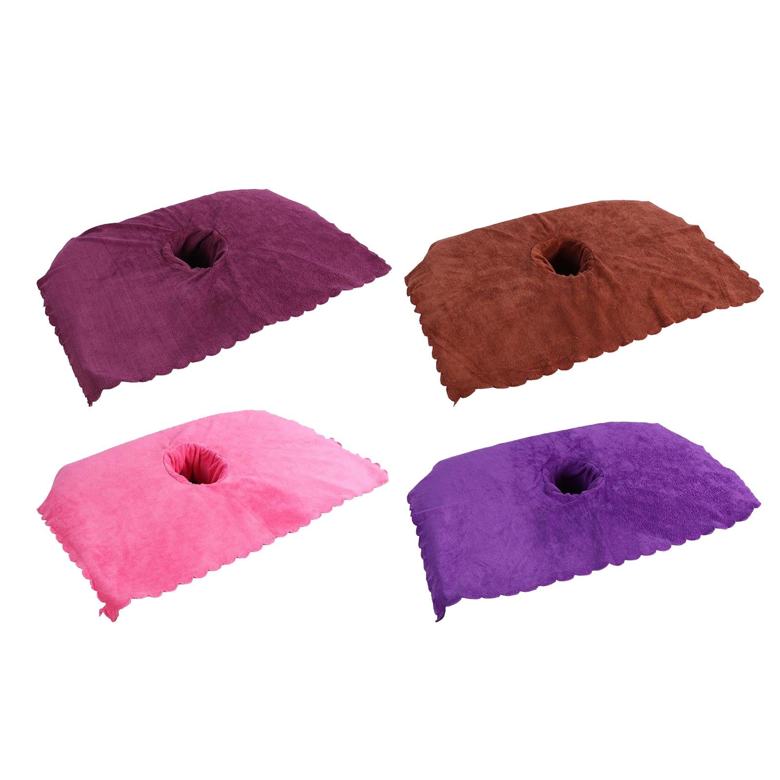 Thicken Coral Velvet Face Hole Towel Bed Cover for Beauty Salon Massage Bed Pink