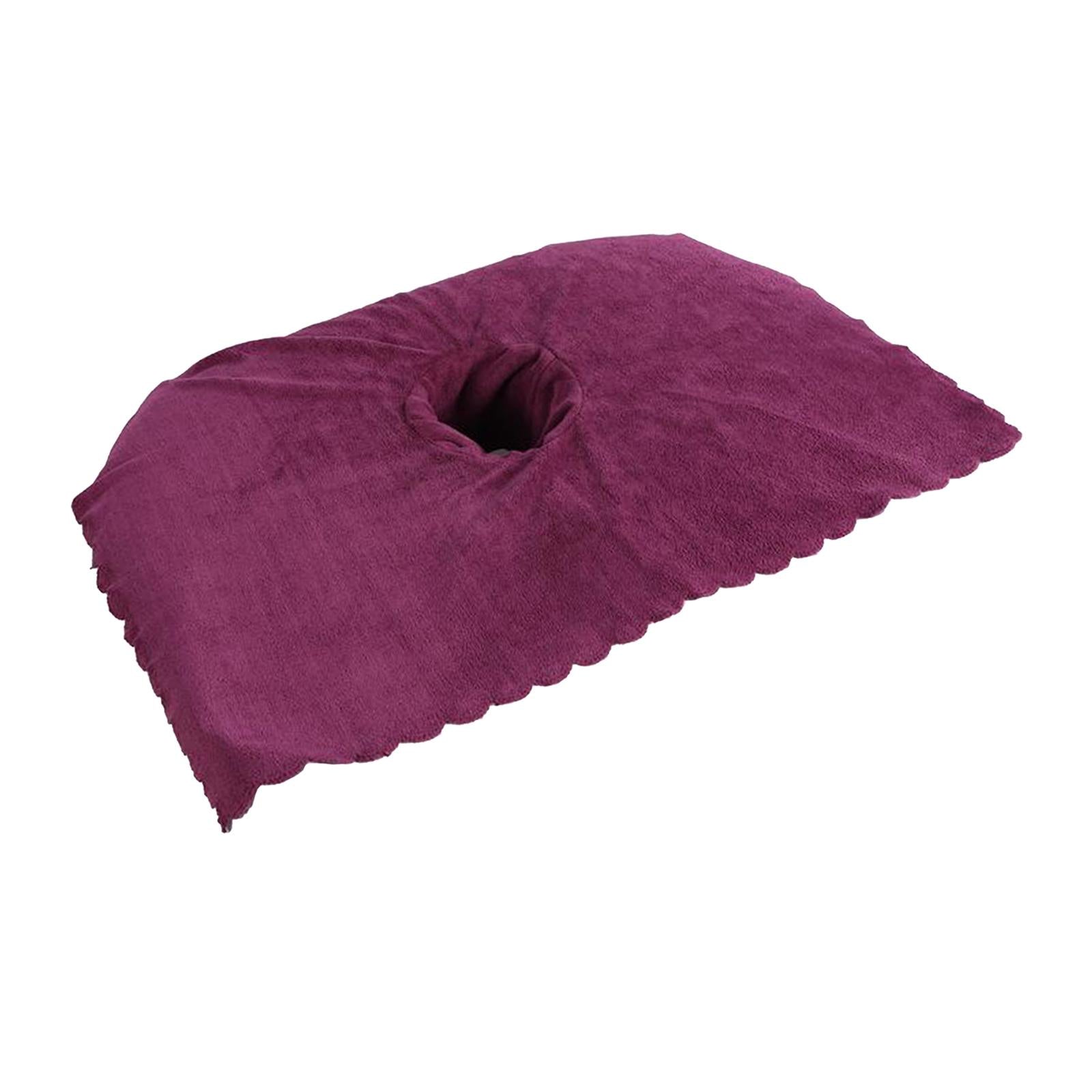Thicken Coral Velvet Face Hole Towel Bed Cover for Beauty Salon Massage Bed Purple Red