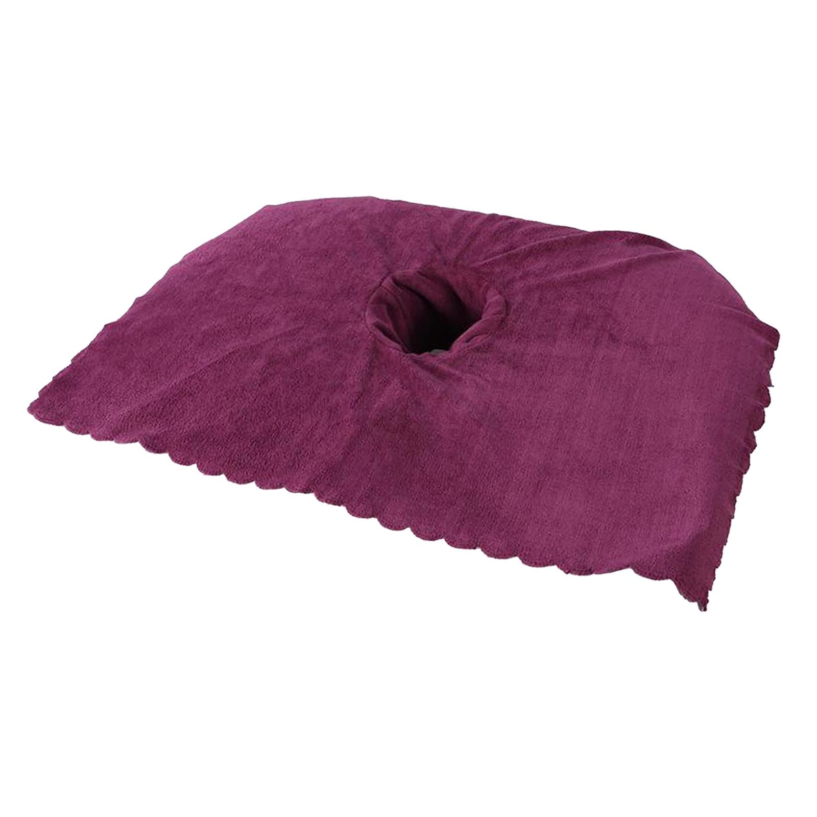 Thicken Coral Velvet Face Hole Towel Bed Cover for Beauty Salon Massage Bed Purple Red
