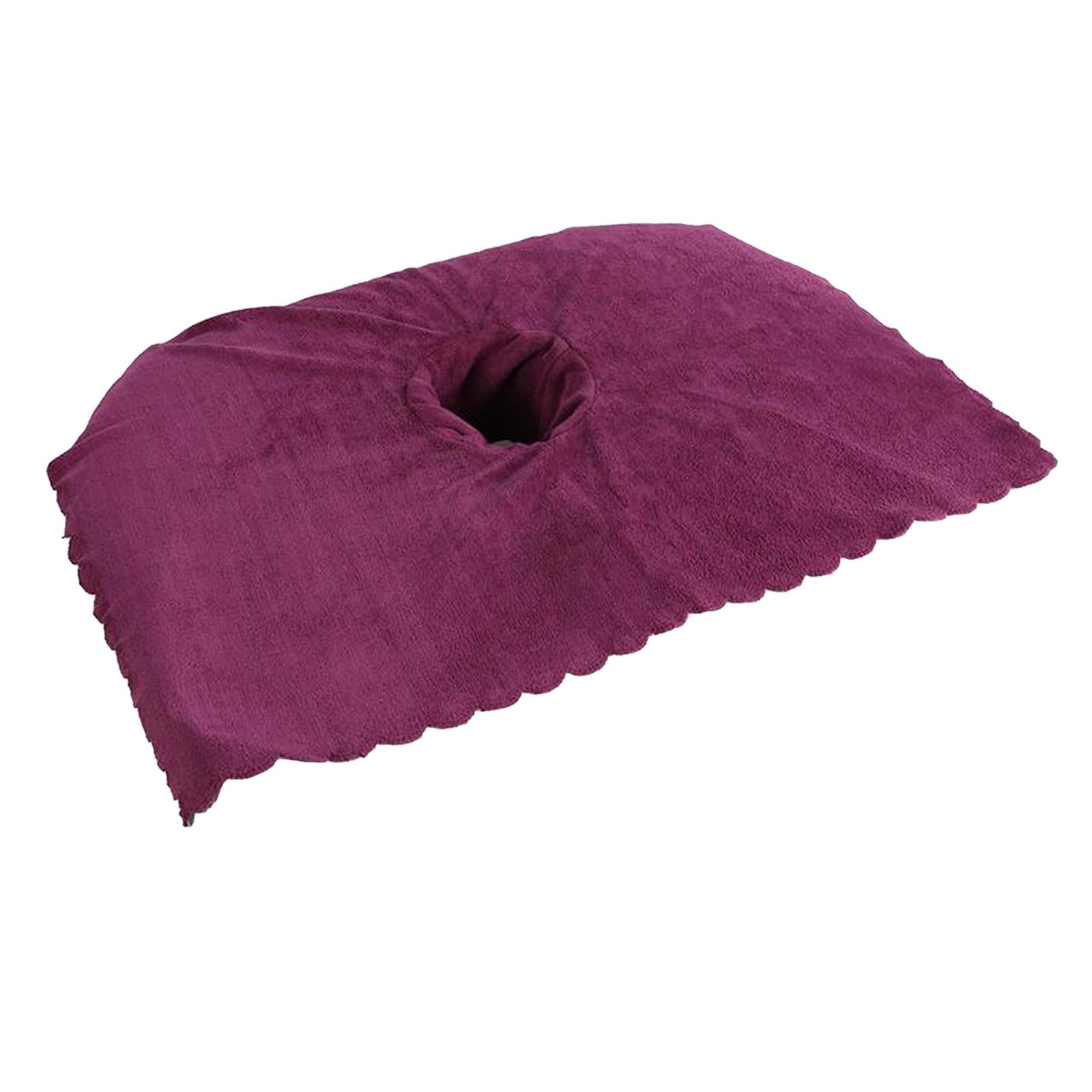 Thicken Coral Velvet Face Hole Towel Bed Cover for Beauty Salon Massage Bed Purple Red