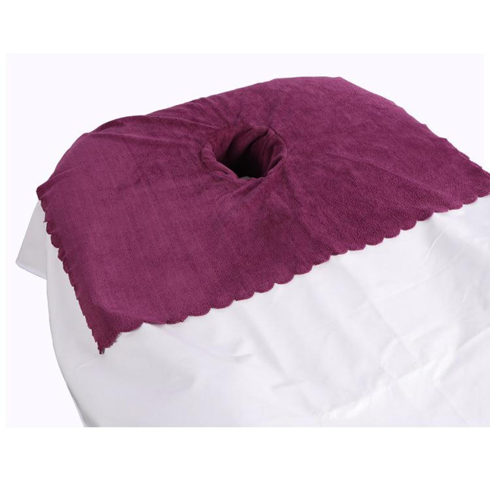 Thicken Coral Velvet Face Hole Towel Bed Cover for Beauty Salon Massage Bed Purple Red