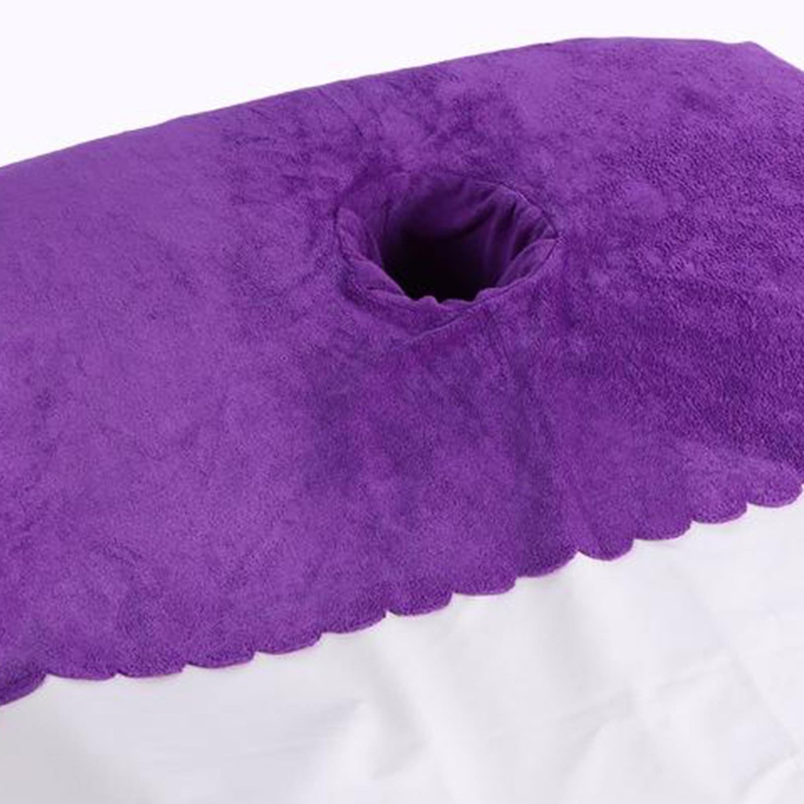 Thicken Coral Velvet Face Hole Towel Bed Cover for Beauty Salon Massage Bed purple