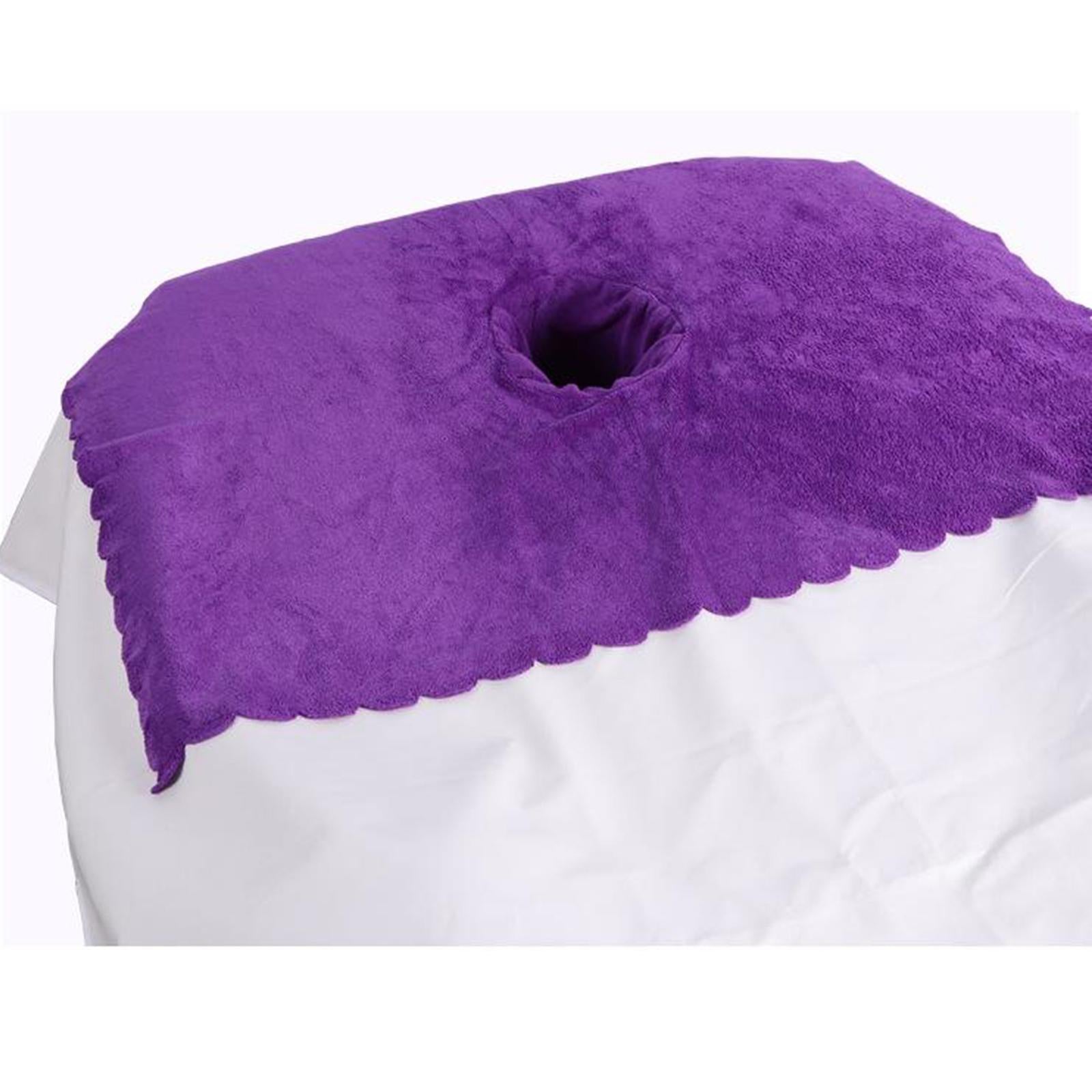 Thicken Coral Velvet Face Hole Towel Bed Cover for Beauty Salon Massage Bed purple