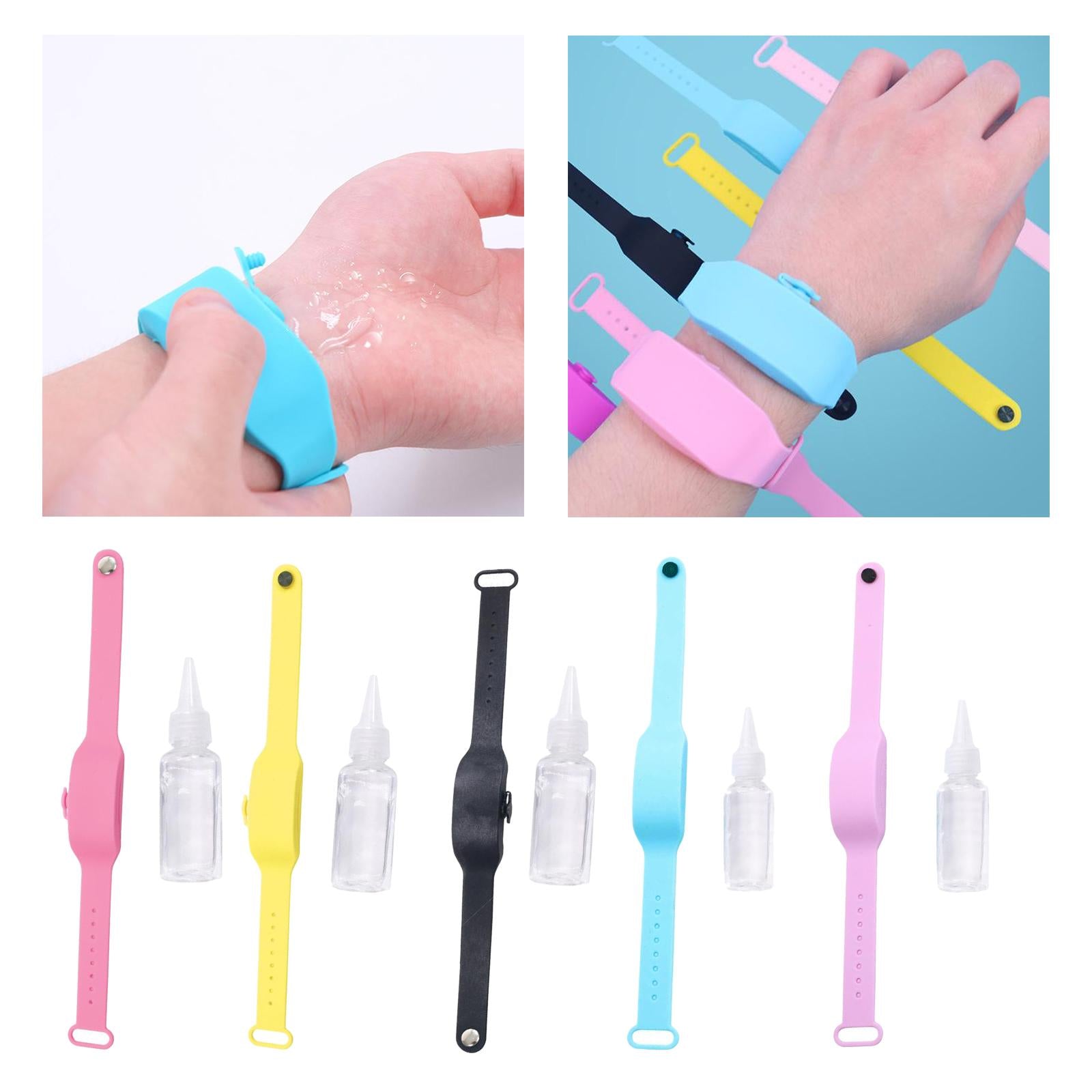 Portable Soap Bracelet Hand Sanitizer Dispenser Band Squeeze Bottles Black