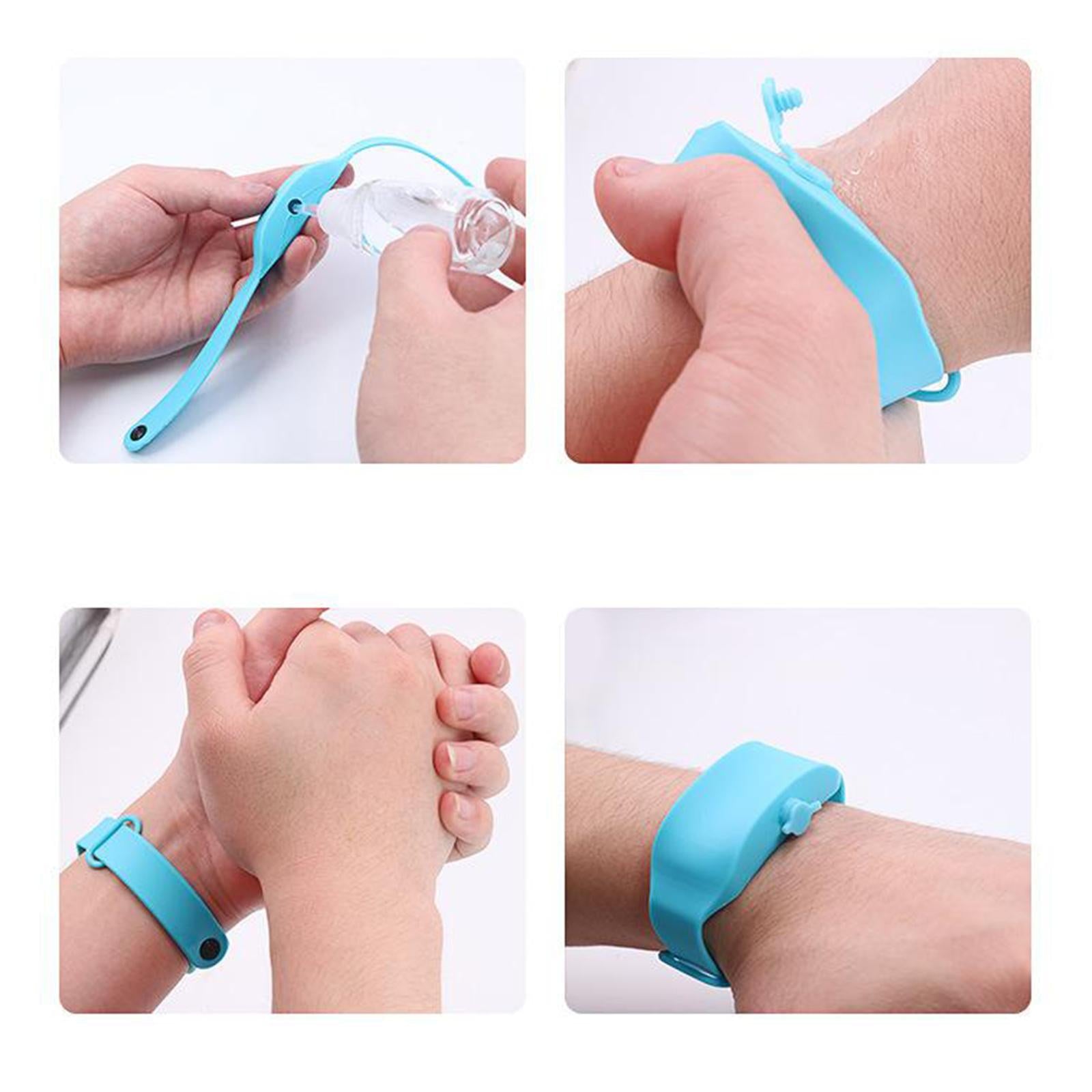 Portable Soap Bracelet Hand Sanitizer Dispenser Band Squeeze Bottles Blue