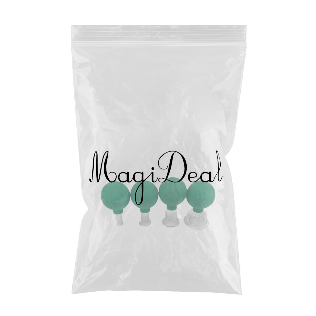 4 Pieces Safety Vacuum Cupping for Massage Body Face Leg Back Face Arm Back green