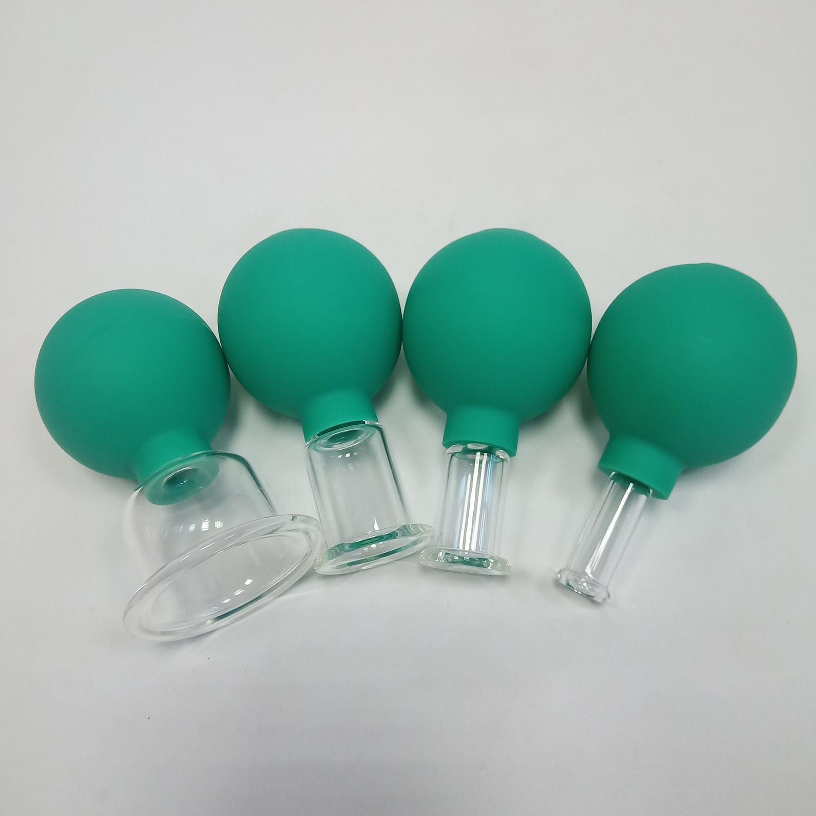 4Pcs Facial Cupping Therapy Massage Vacuum Suction Glass Cups Green