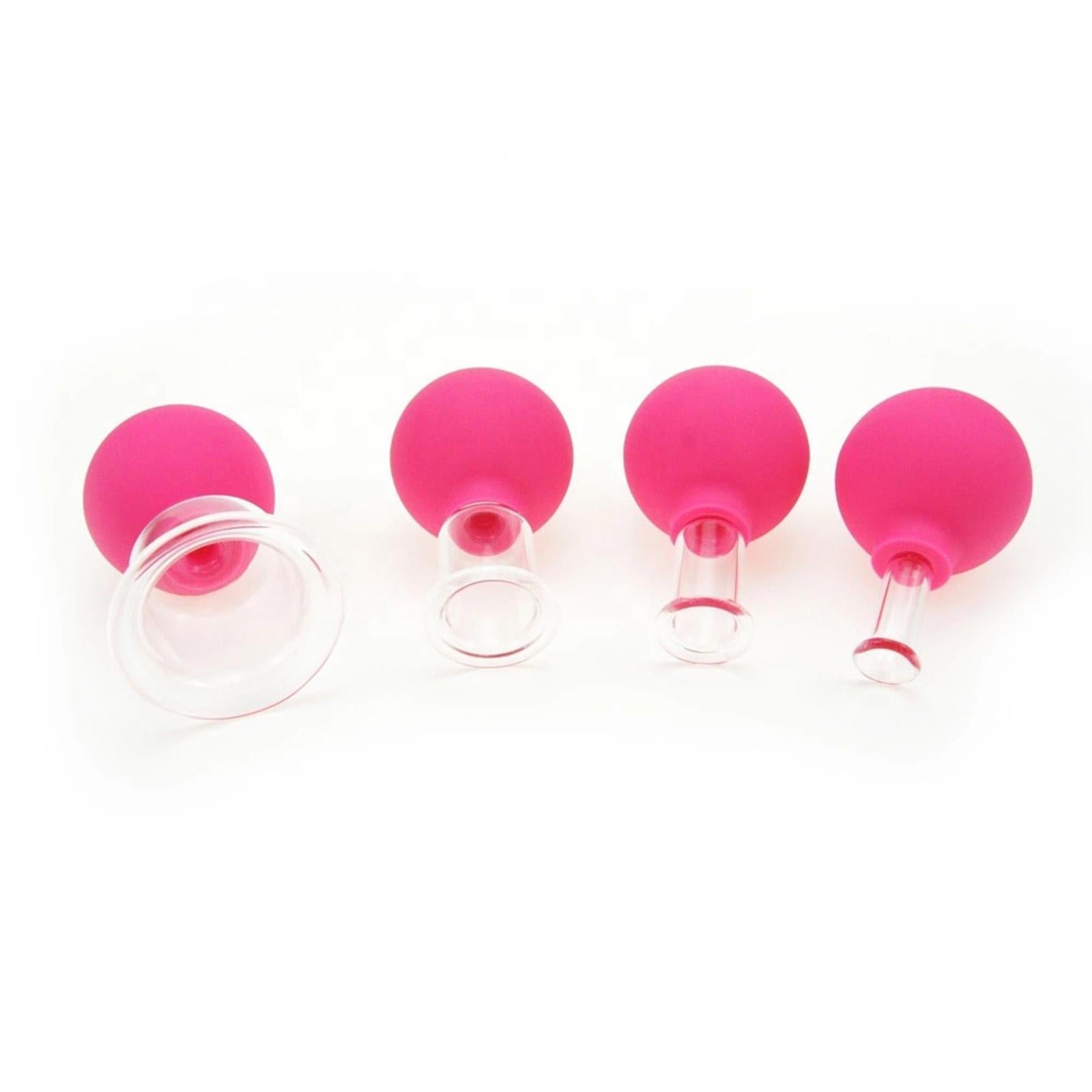 4Pcs Facial Cupping Therapy Massage Vacuum Suction Glass Cups Blue