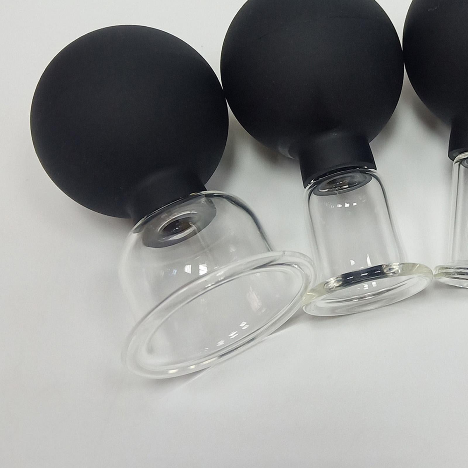 4Pcs Facial Cupping Therapy Massage Vacuum Suction Glass Cups Black
