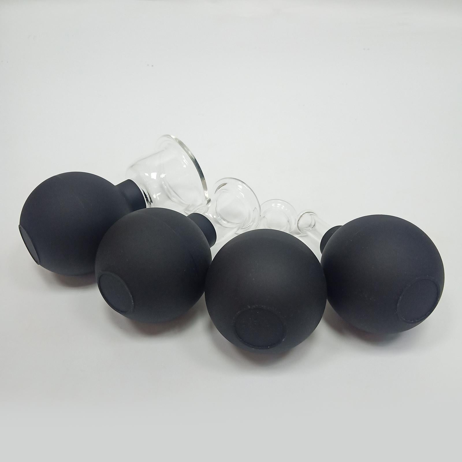 4Pcs Facial Cupping Therapy Massage Vacuum Suction Glass Cups Black