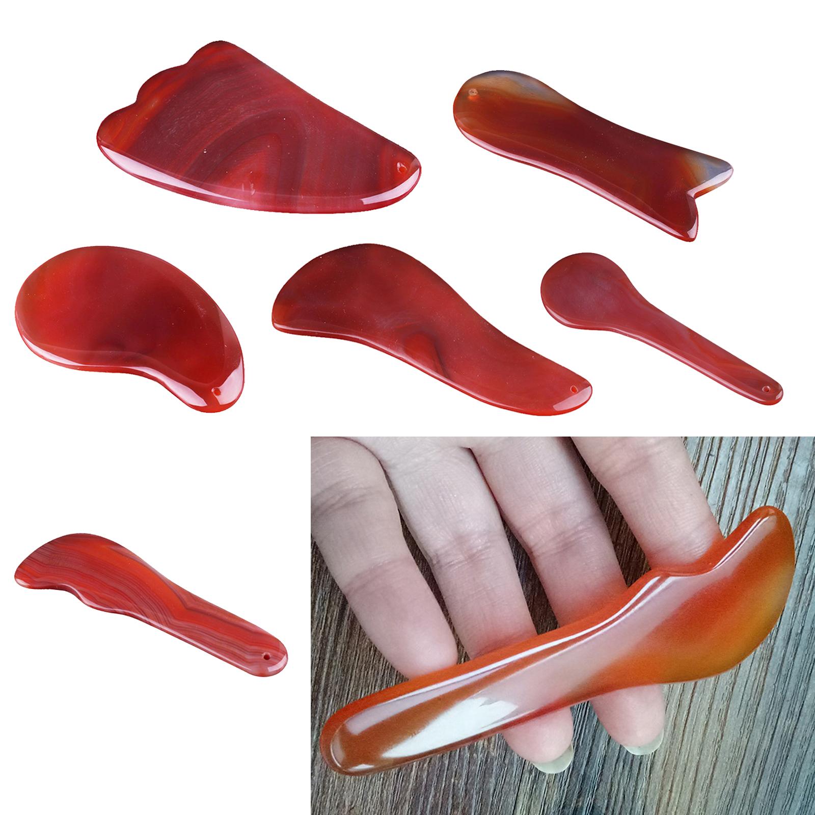 Red Jade Roller Gua Sha Scraping Massage Face Facial Tool Shape 01